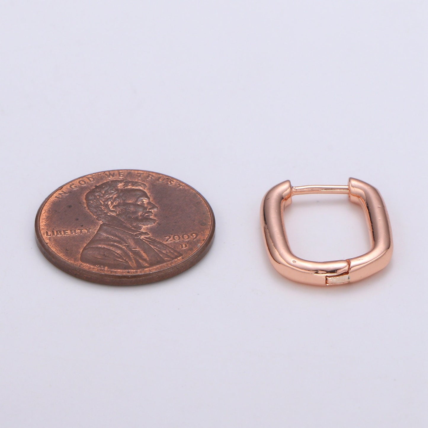Rose Gold huggie Hoop Earrings - U-shaped hoops - Silver hinged snap closure Black Hoop earring - 1420, 1421, 1422