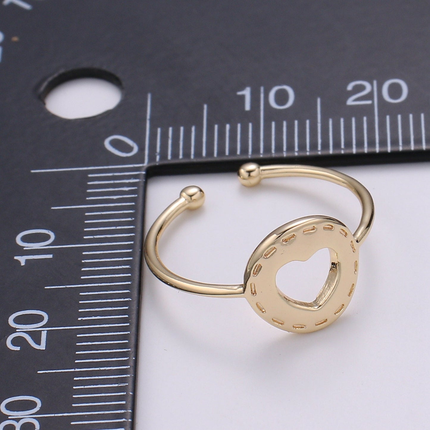 1pc Mending Heart 18k Gold Ring, Love Adjustable Gold Curb Ring, Simple Ring,Circle Ring- 264