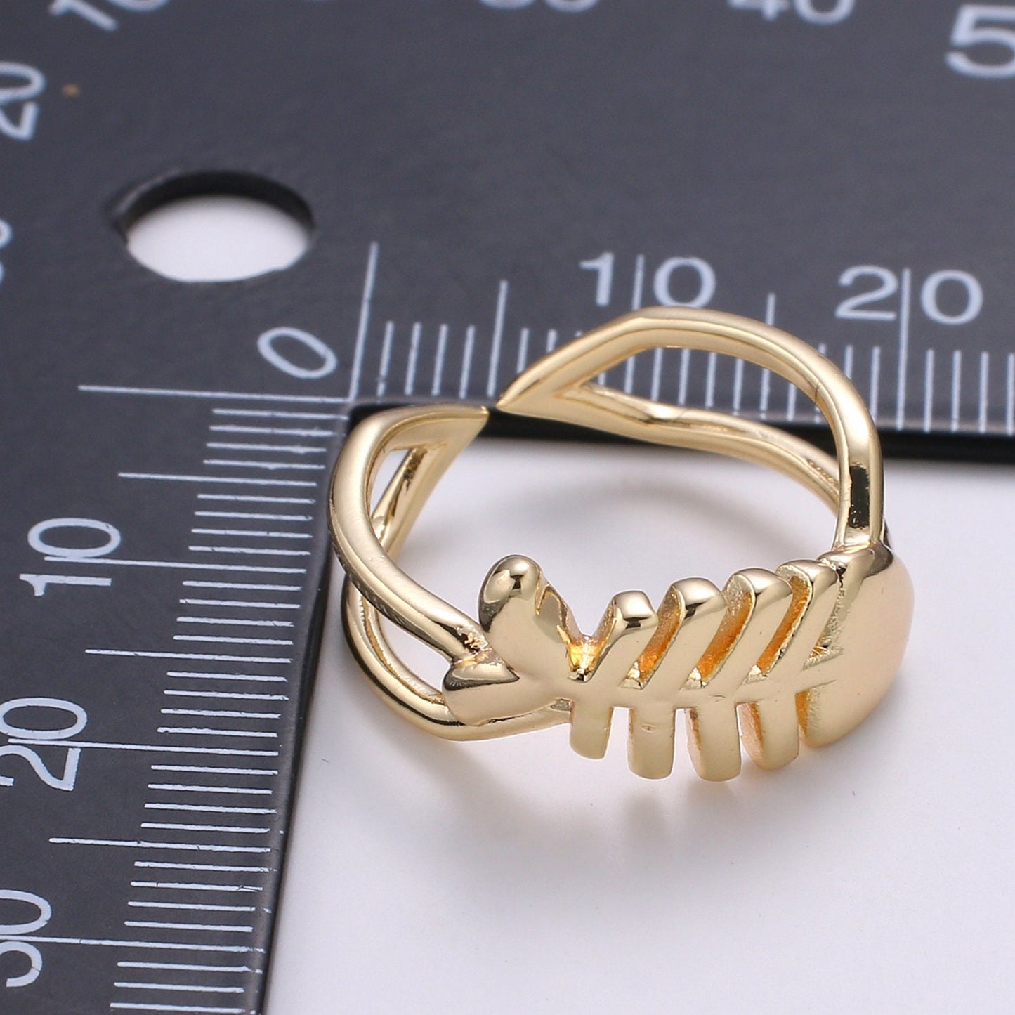 1pc Fish 18k Gold Ring, Adjustable Gold Curb Ring, Simple Bone Frame Ring, Under Water Life Ring- 276