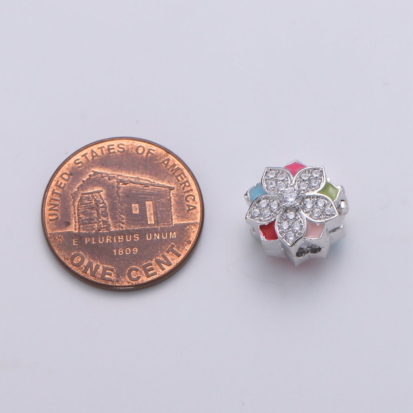 1pc Daisy Flower Gold CZ Micro Pave Spacer Beads for DIY Jewelry Making European Charms Beaded Bracelet,Bead Size 11mm Hole 3.6mm-393