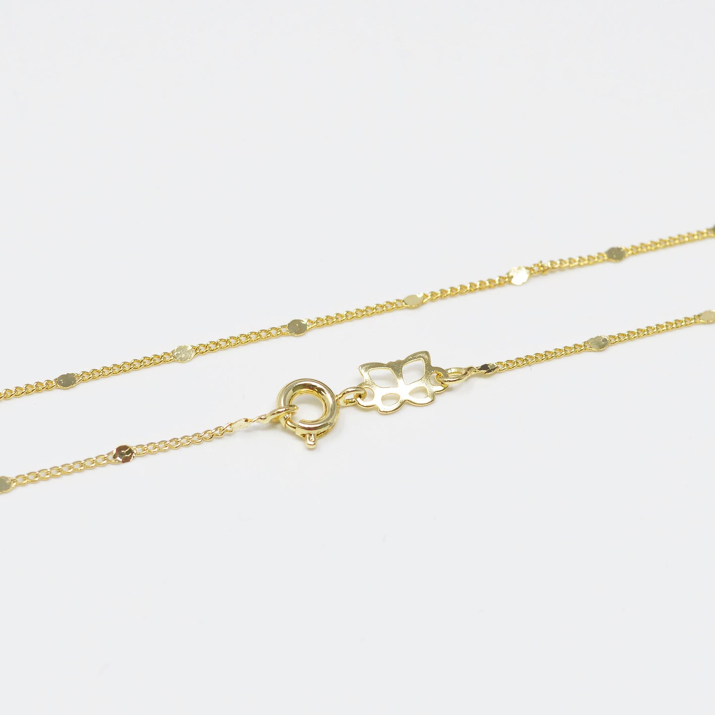 15.9' Ready to Use 24K Gold Plated Thin Rolo Circle plate sequence Chain, Layering Dainty Necklace, For Pendant Charm Necklace,1006
