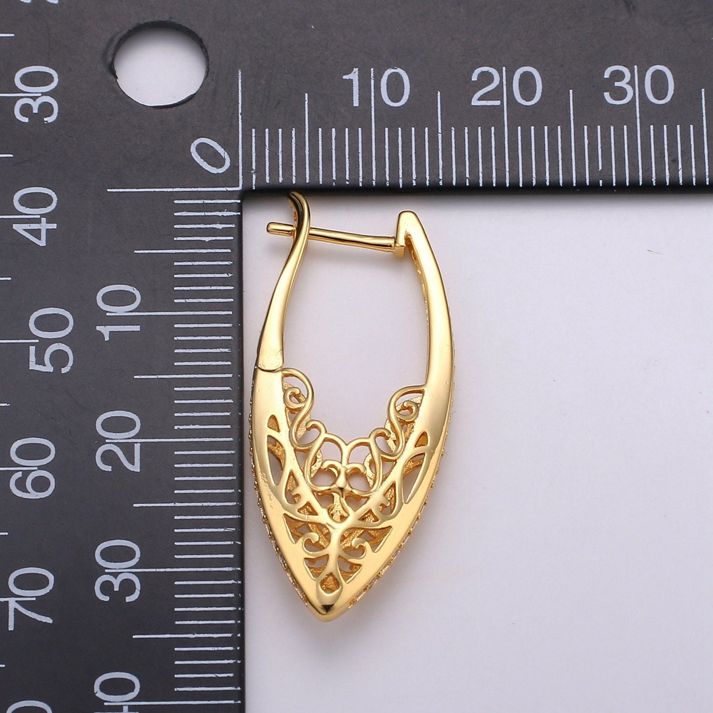 Filigree Classy Design 24K Gold Stud Earring, Gold filled CZ Pave Earring for DIY Earring Craft Supply Jewelry Making, EARR-1299