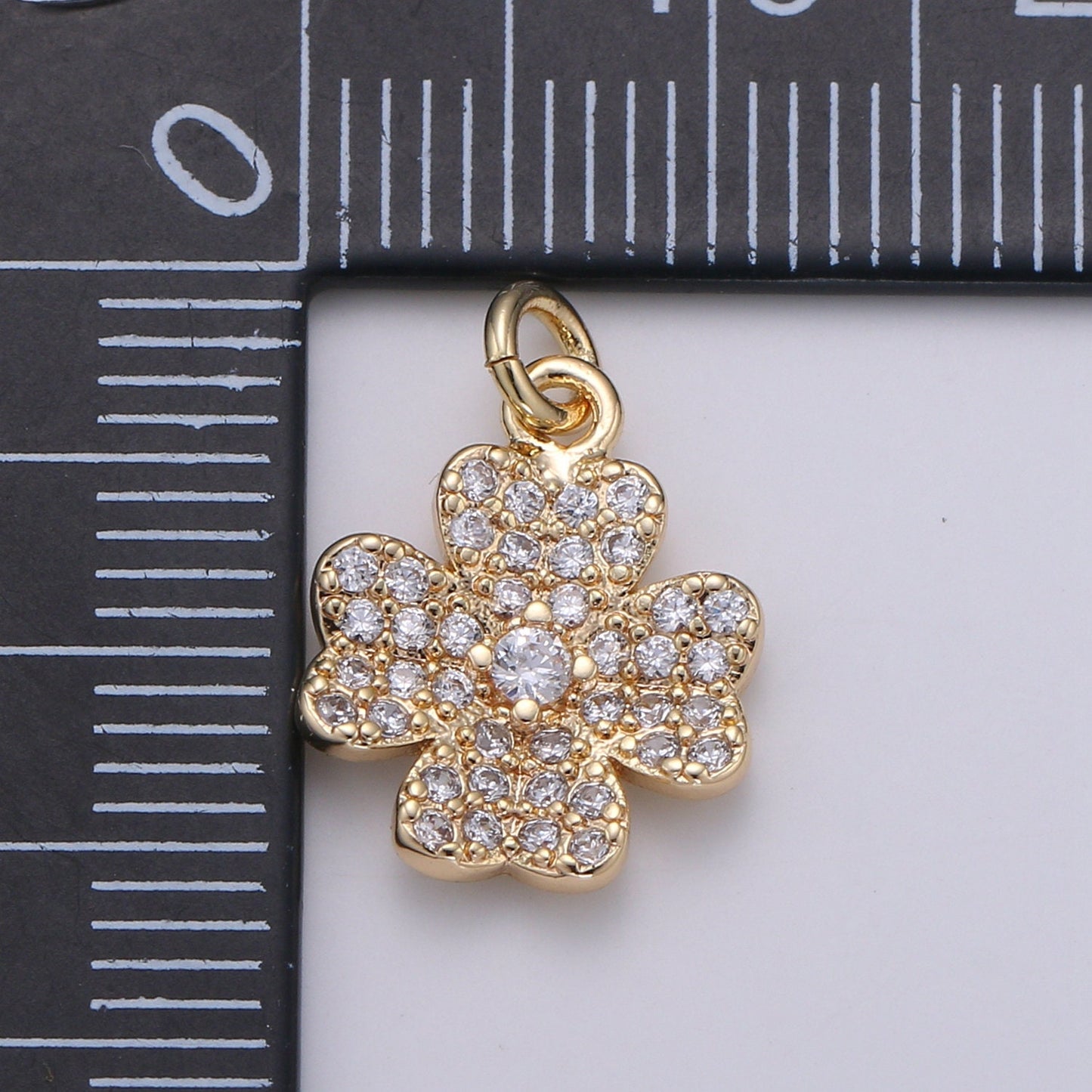 1pc Irish Leaf CZ Pave 18K Rose Gold Charm, Shamrocks Monogram Pendant, Flower Charm,For DIY Jewelry Gold Color,CHGF-1924