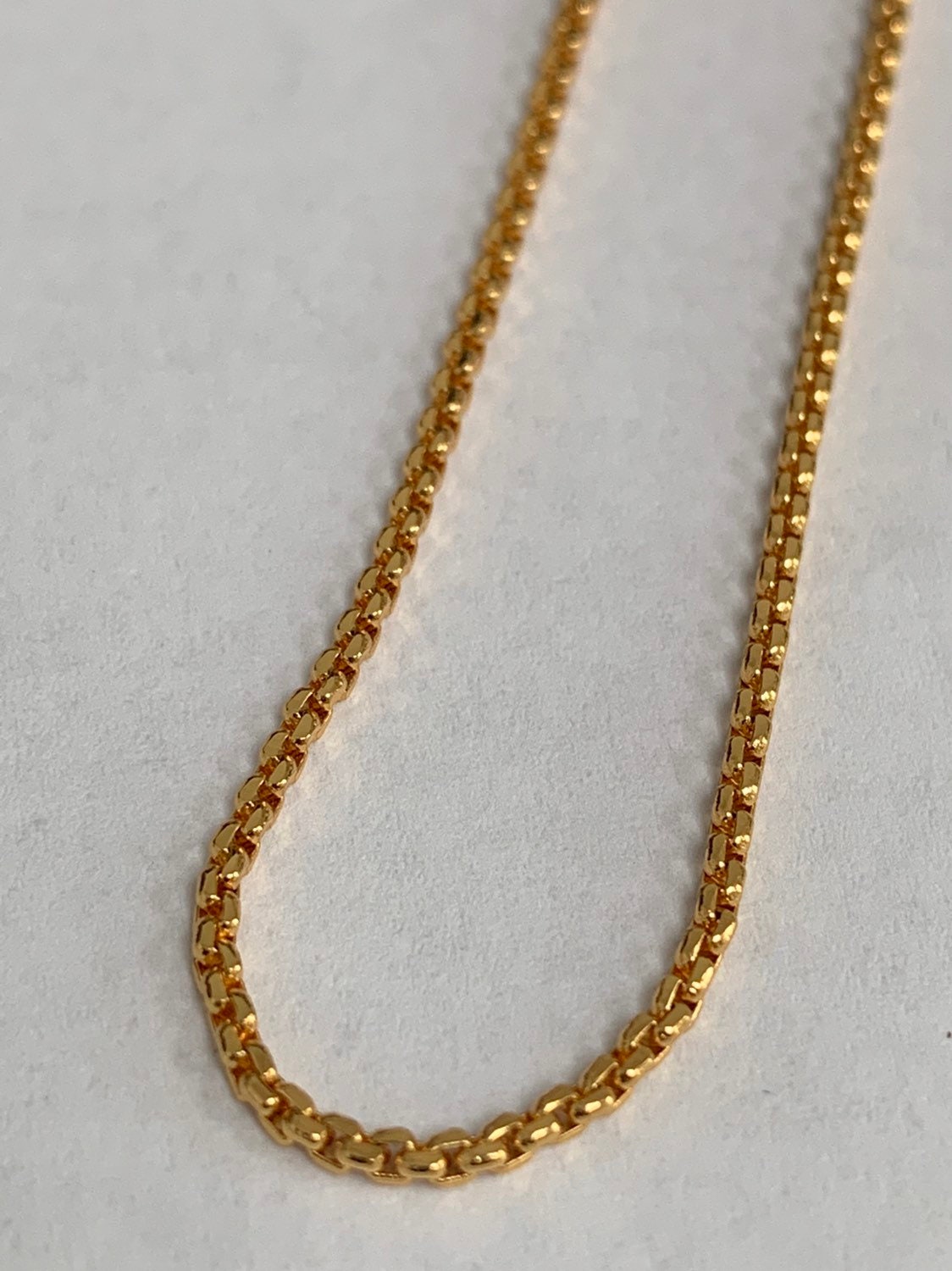 1pc 23.7'' x 1.6mm thickness ready to wear 24KGold Rolo Box Chain Necklace, Layering Dainty Box Chain For Jewelry Making Charm, 808