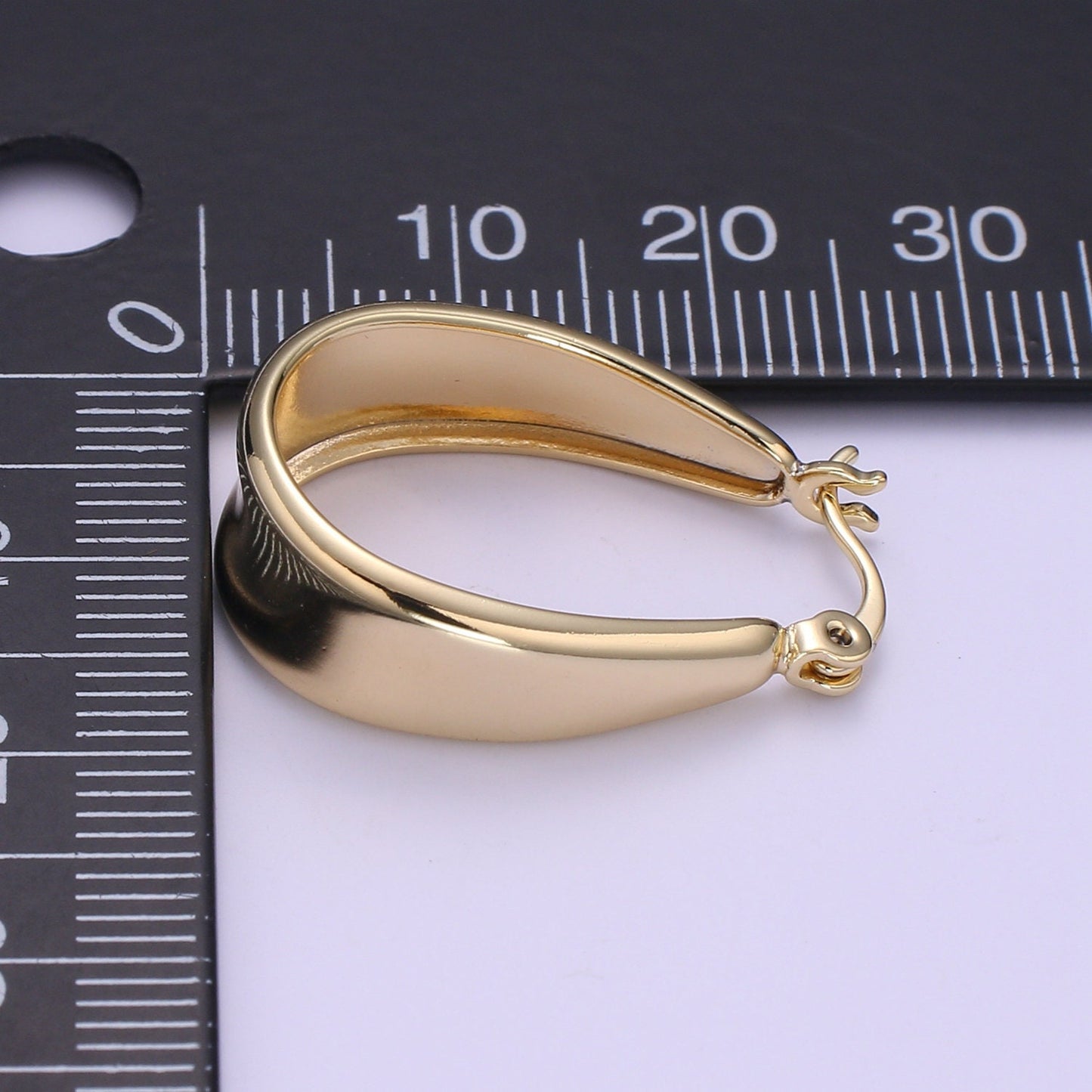 14K Gold Thick Hoops - Gold Thick Hoop Earrings - Simple Thick Hoops - Light Weight Hoops P091