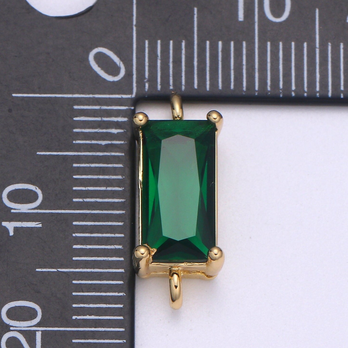 Rectangle Solitaire CZ Birthstone Charm Connector Geometric Diamond Cut Dainty Cubic Zirconia Connector for Necklace Earring Supply F611
