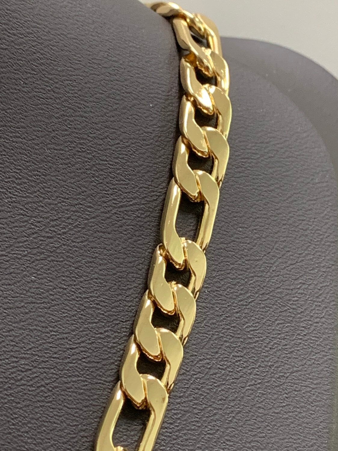6.3mm, Wide Figaro Gold Chain by Yard, Link Cable Link Elongate Chain, Wholesale bulk Roll Chain DIY Craft, Roll-494