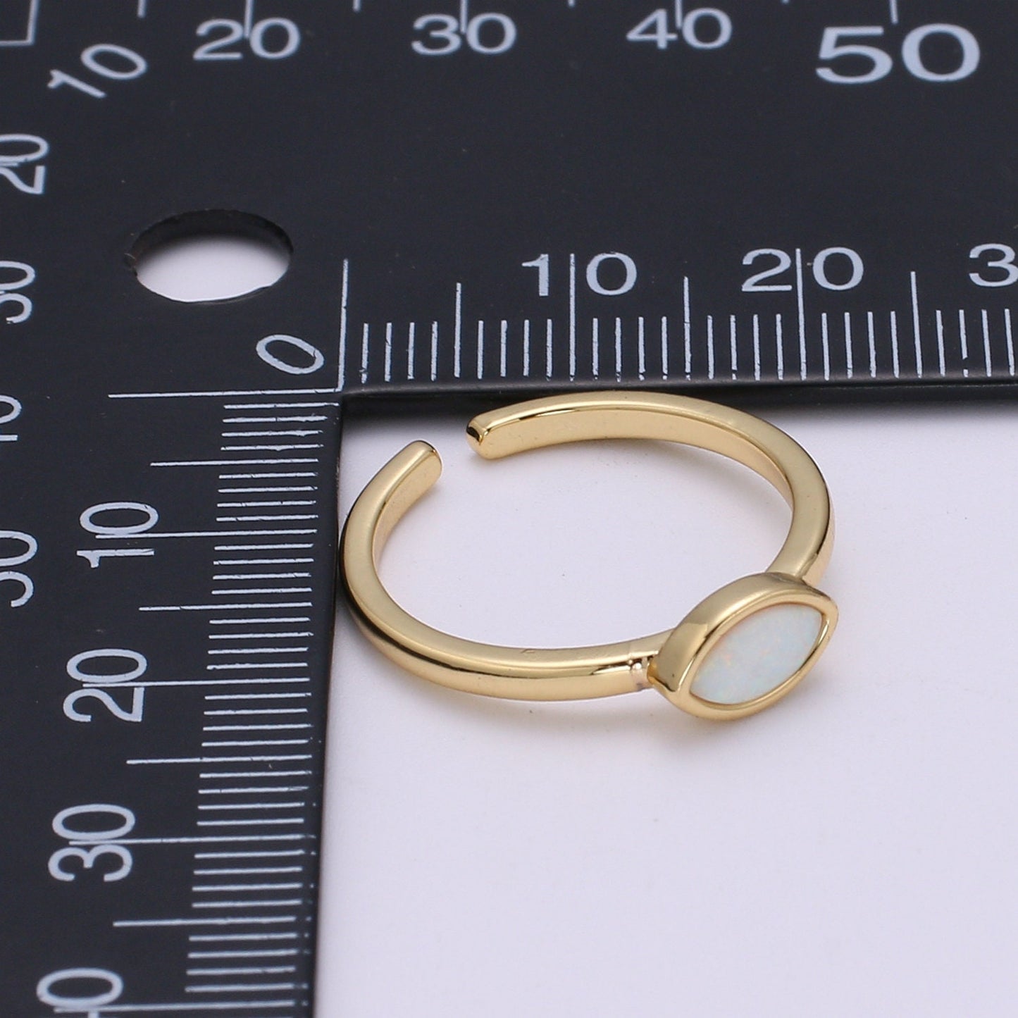 Opal Eye gold ring, Open adjustable Evil eye ring, Dainty gold ring, Delicate ring, Thin gold ring, Simple ring, Minimalist jewelry