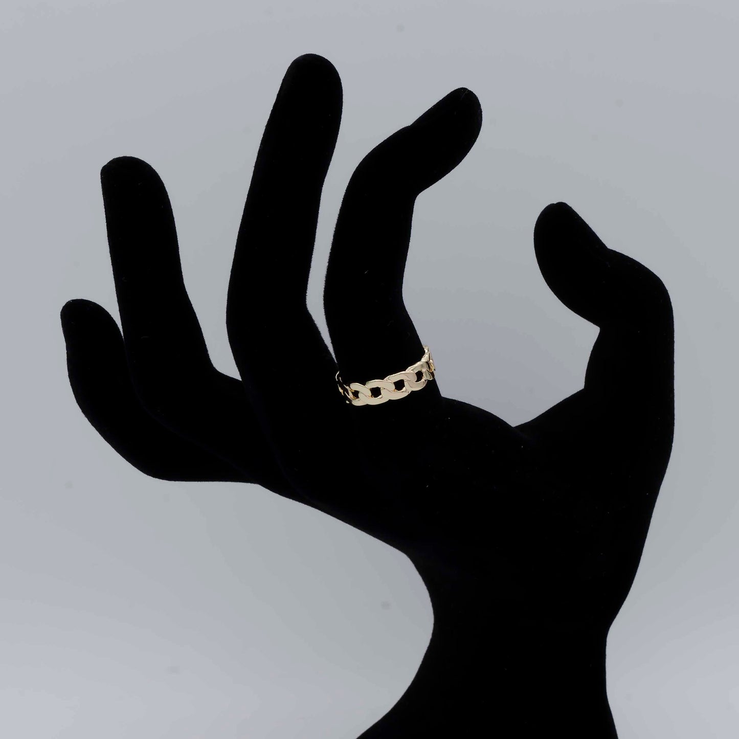 Dainty Curb Chain Ring in gold Dainty Chain Ring | Open adjustable Gold rings | chain rings | Simple stackable chain ring R45