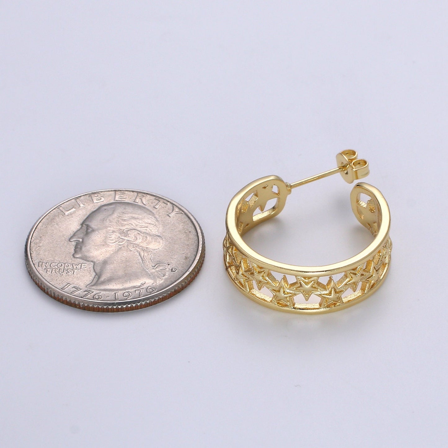 Bold Star hoops - gold hoop Earring - 22mm earring Hoops - Statement celestial earrings - Birthday Gift Idea