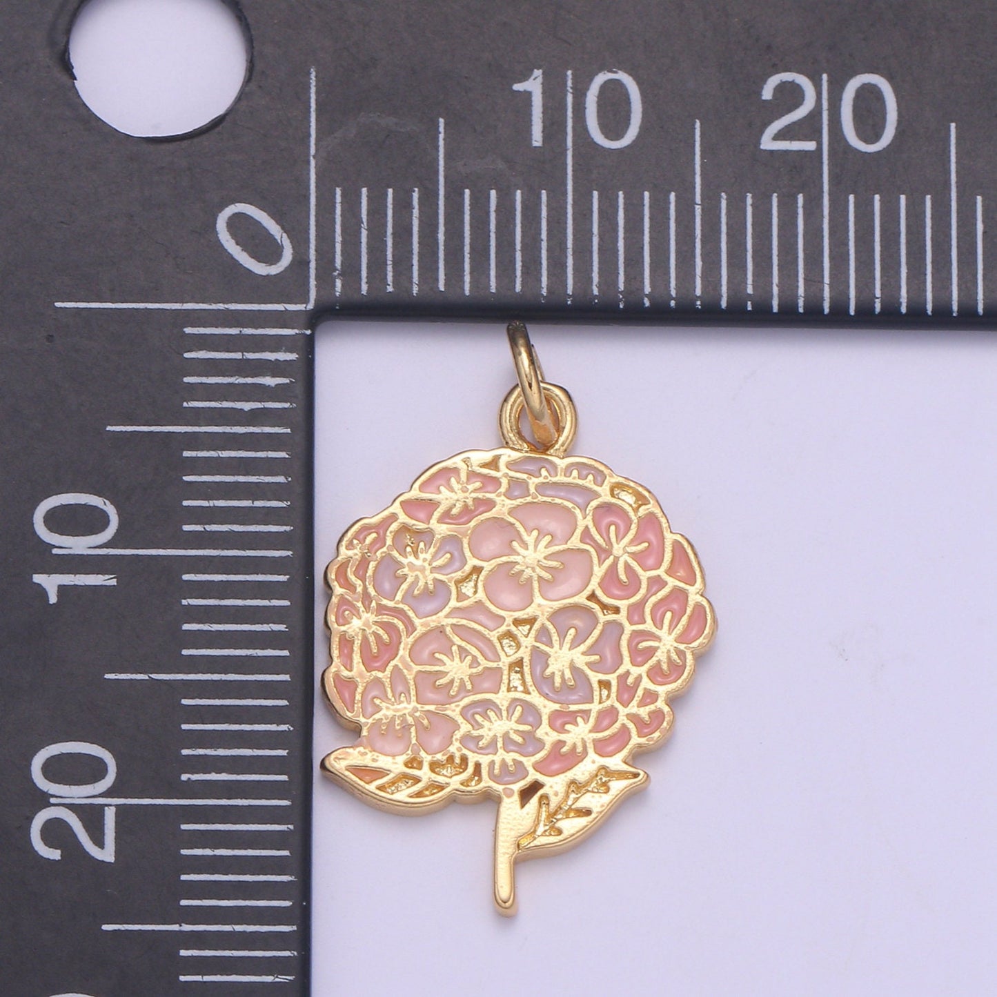 1x Hydrangeas Charm Gold Flower Charm for Bracelet Earring Necklace Enamel Petal Flower Charm Floral Jewelry Making Supply chgf 2197