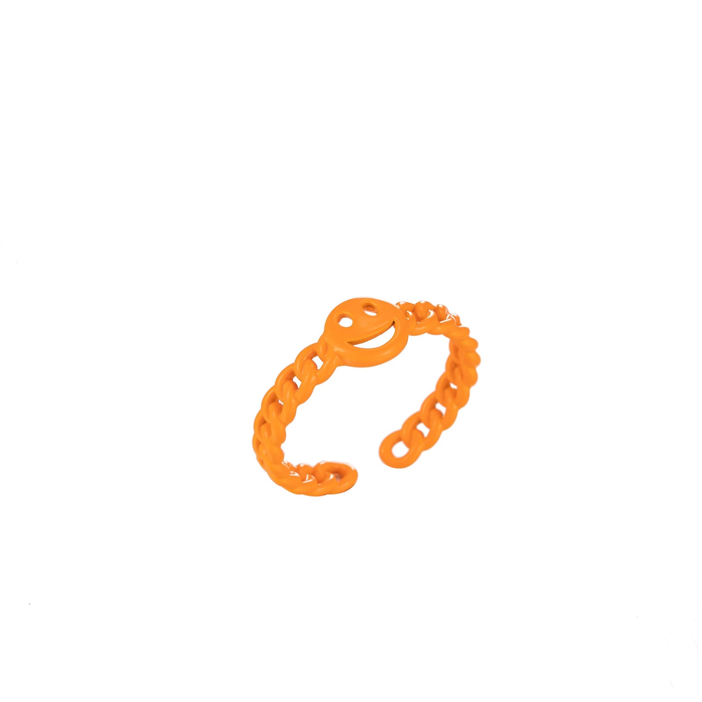 1x Dainty Y2K style retro ring Open Adjustable Happy Face Smiley Link ring Summer Trend Neon Enamel Chain for Fun Stackable Jewelry