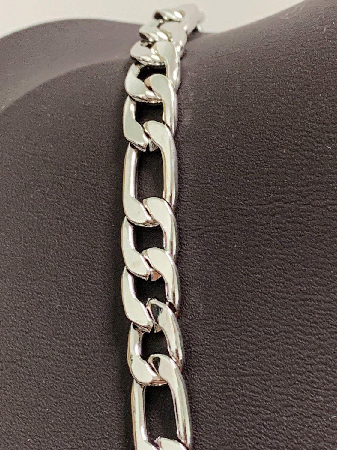 6.3 mm, Wide Figaro Silver Chain by Yard, Link Cable Link Elongate Chain, Wholesale bulk Roll Chain DIY Craft, Roll-495