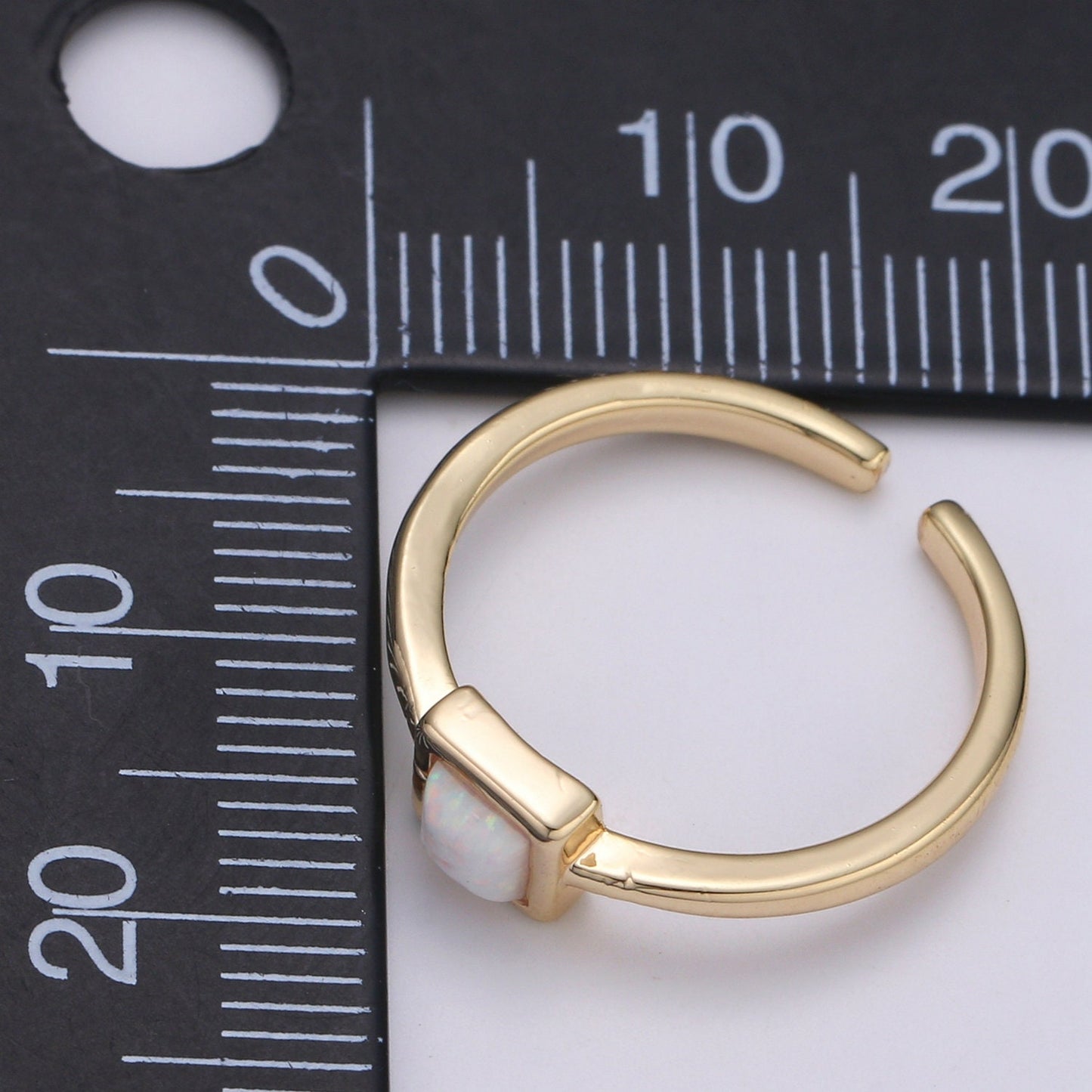 1pc Gold Opal Simulated Ring,Square Opal Lab Pendant Charm Ring, Solitaire White Opal Lab Square Design Band Jewelry Ring 278
