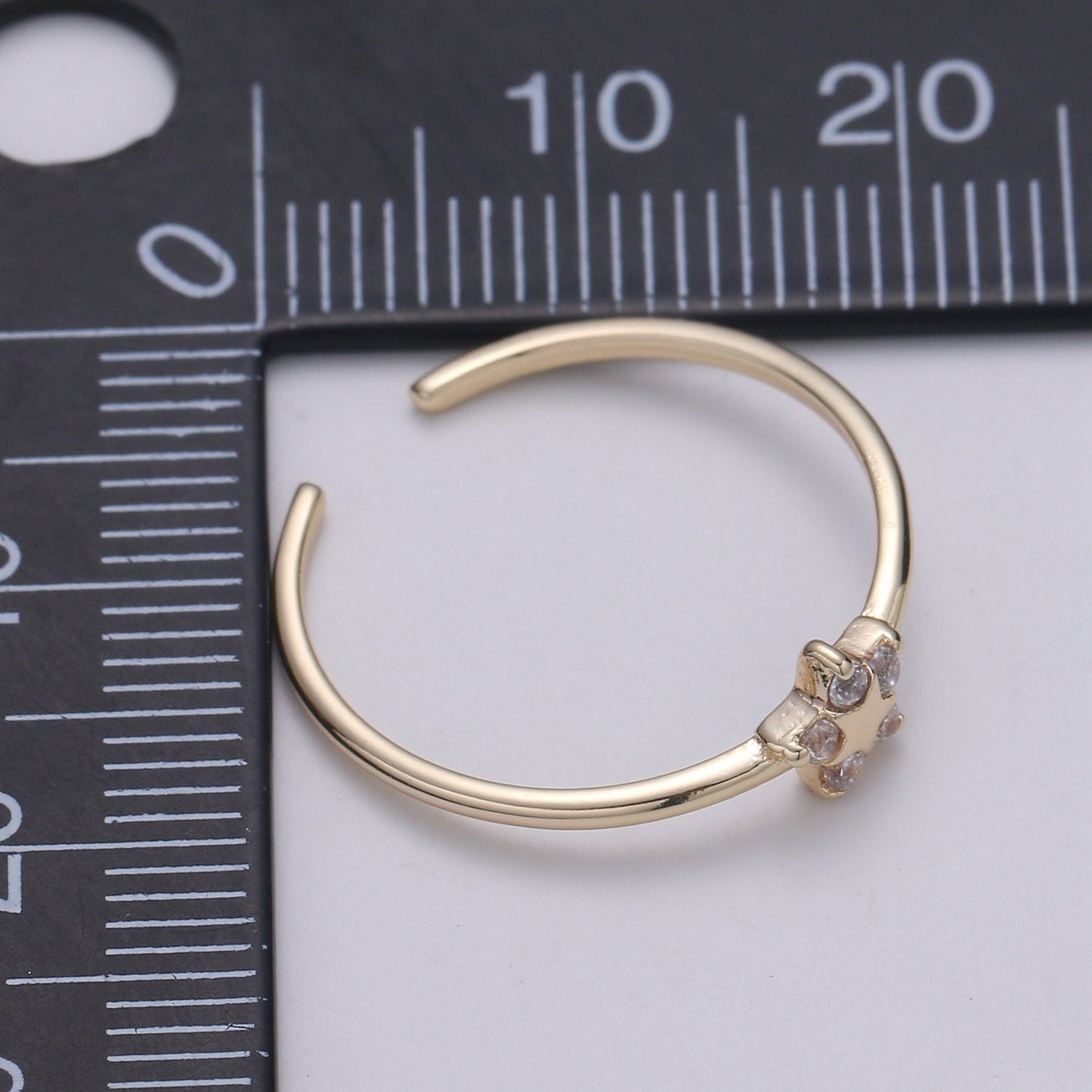 1pc Arion Star Pave Dainty CZ Gold Ring, Adjustable Gold Curb Ring,Cubic Star Simple Ring, Celestial Clear Cubic Zirconia Ring- 246