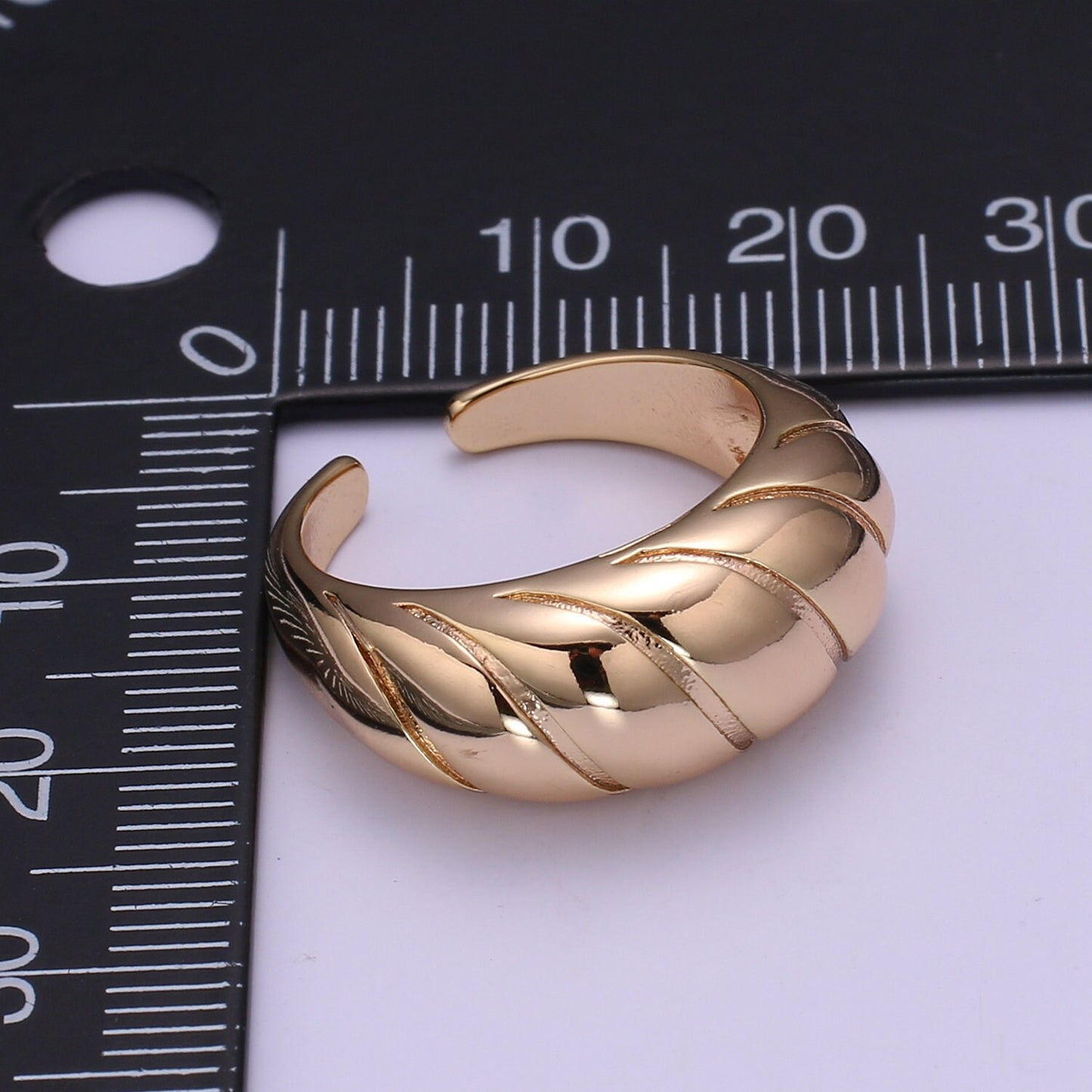 Croissant Dome Open Ring Gold Chunky Ring Twist Thick Signet Bubble 18k Ring Gold plated - minimalistic