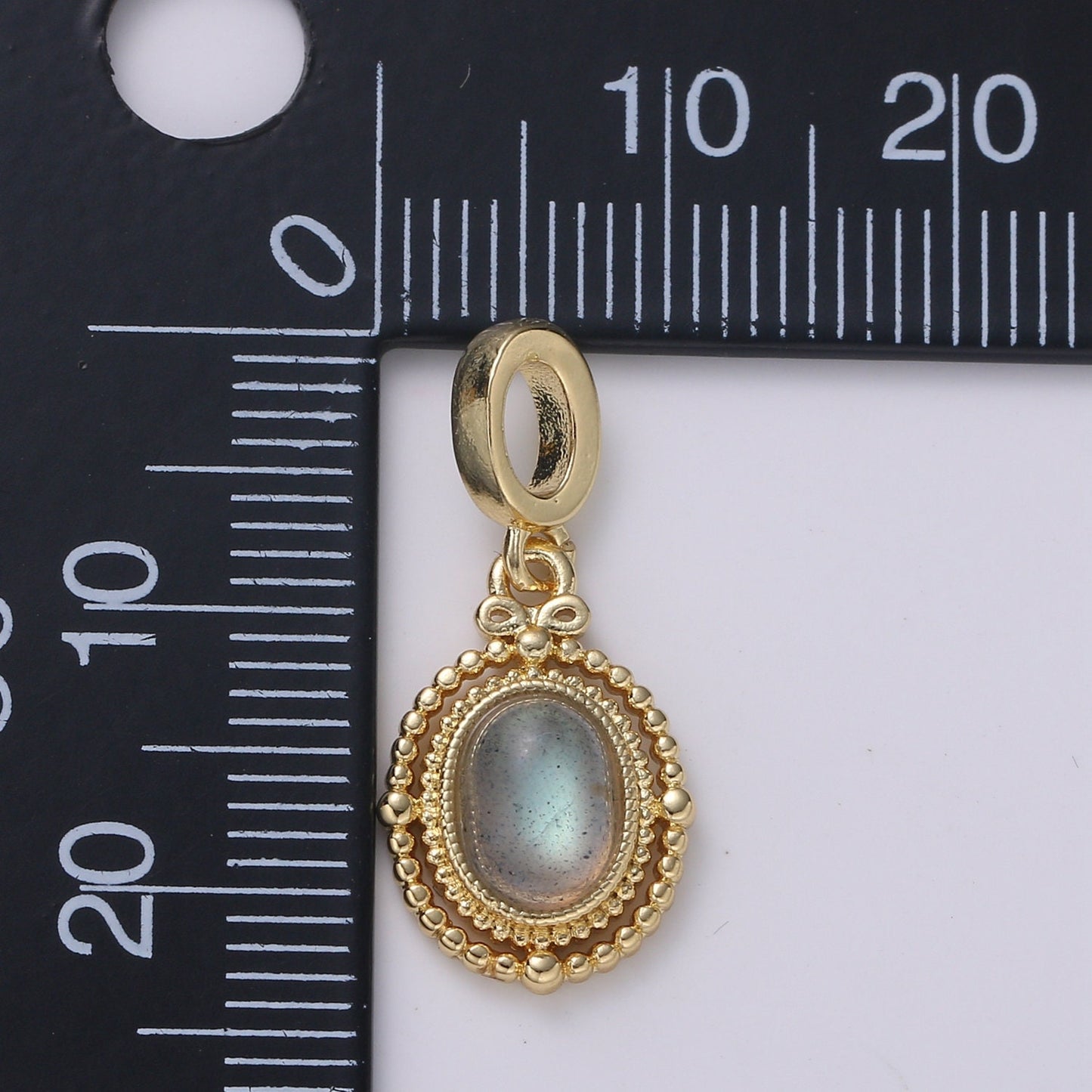 Gold Oval Moonstone Solitaire Charm Classic Design Pendant For Bracelet Necklace Supply DIY Jewelry pdgf 2174