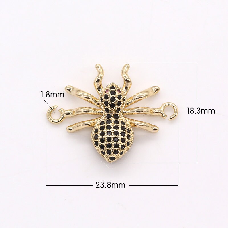 Spider Charm Connector, Black Widow Link Connector Gold Spider Charm Pendant for Necklace Bracelet Insect Hallowen Inspired Jewelry -392