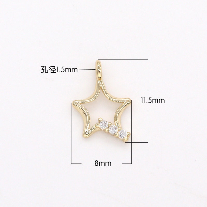 Mini Star Charms, Gold Stardust pendants, Cubic Celestial pendant Polished Gold Plated -318