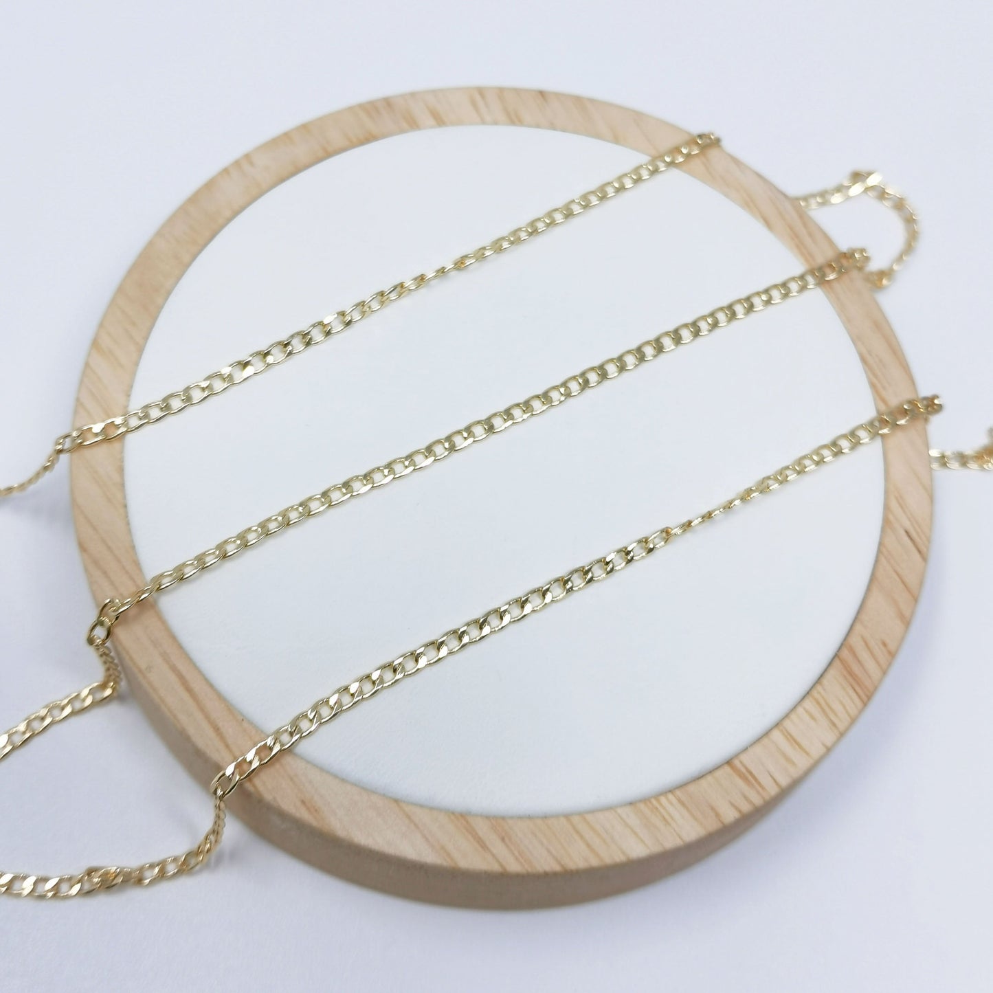 Shiny Gold Plated 2.3mmx3.6mm Cuban Curb Chain by Yard, Cuban Curb Chain, Wholesale bulk Roll Chain for DIY Craft, Thicks 0.6mm,Roll-393