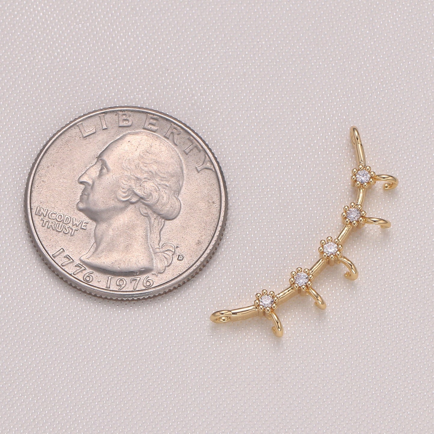 Dainty Link Charm Connector Pendant, Dangle Charm Necklace Link Connector Charms,Lariat Jewelry Gold Micro pave -952