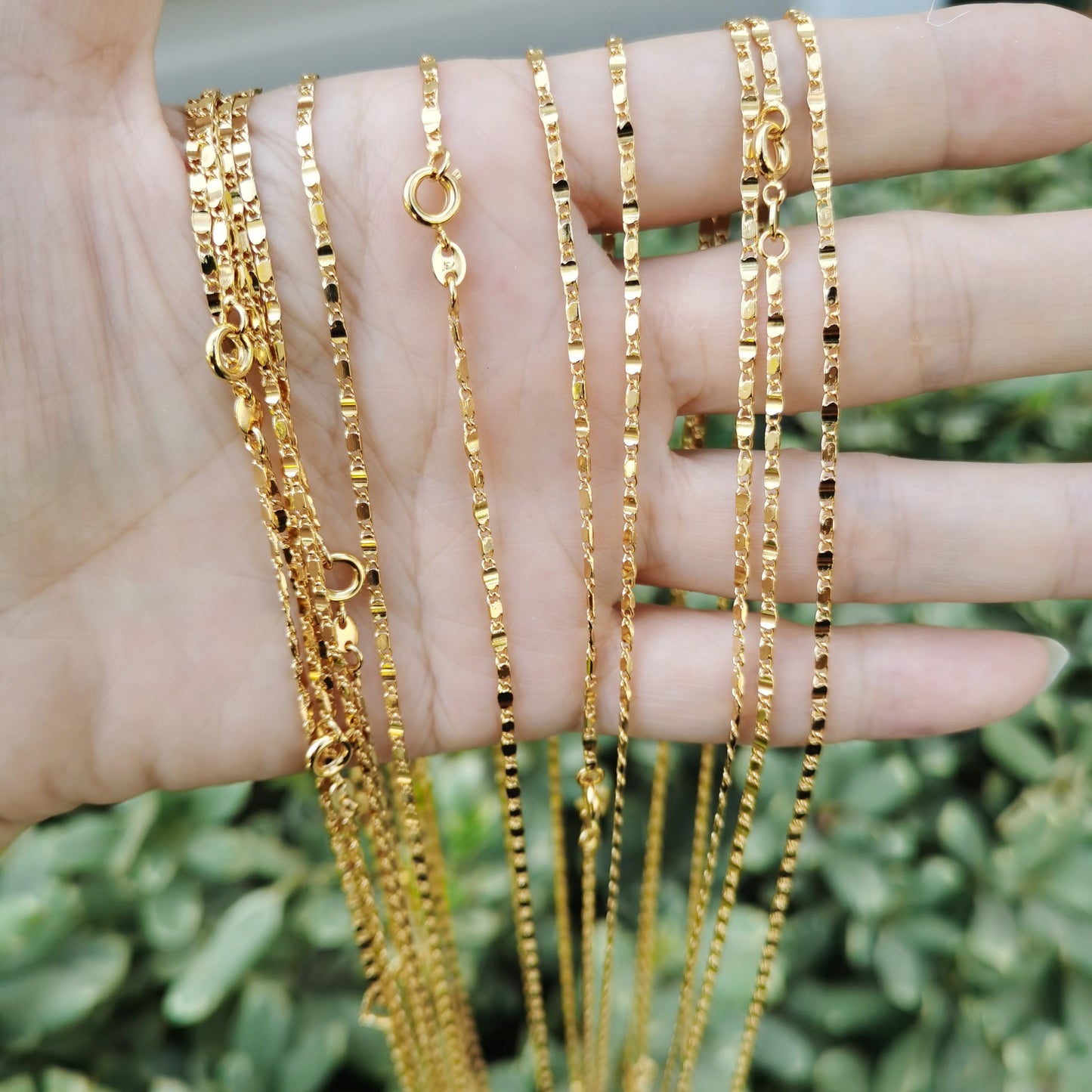 1pc 17.7'' Ready to Use 24K Gold Unique Necklace Chain, Layering Plate Lock Chain Dainty Necklace, Perfect for Pendant Necklace | WA-192
