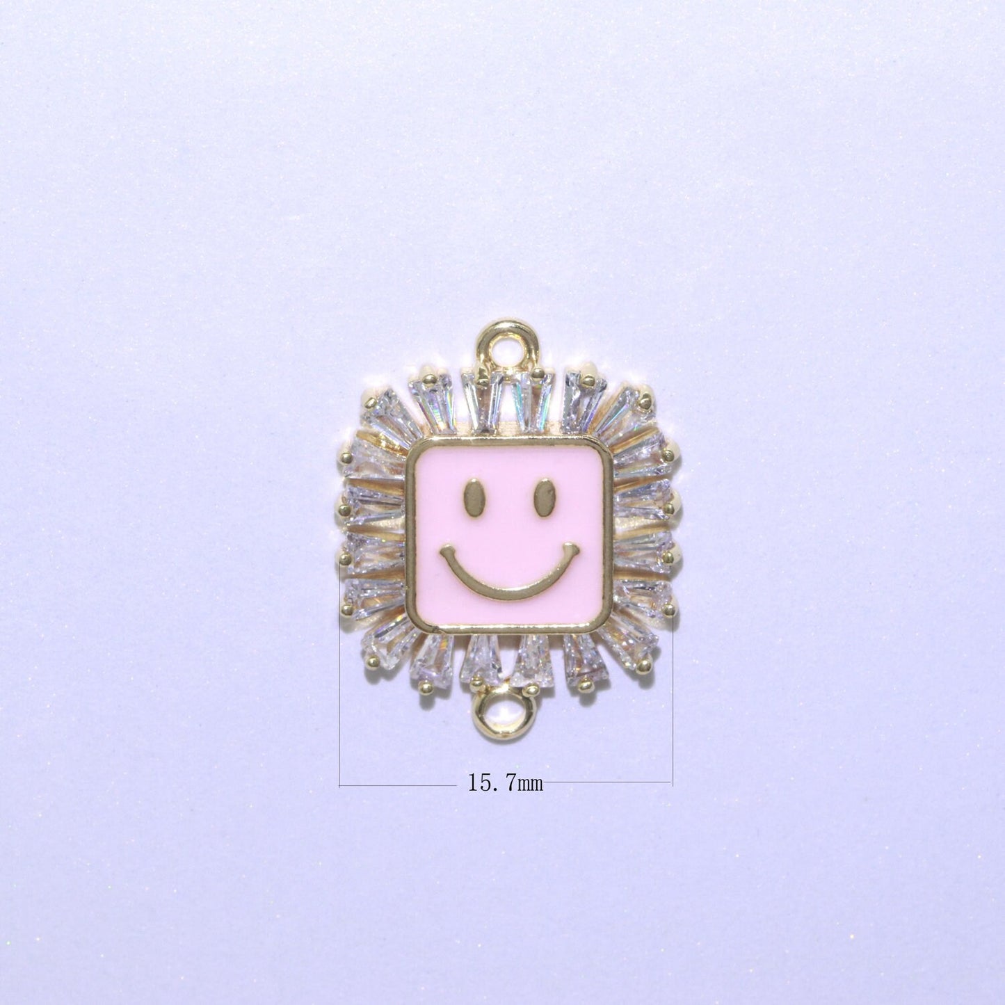 Square Smile Face Charm Cubic Happy Face Pendant for Necklace Earring Component Enamel Y2K Jewelry Trend White Teal Pink Blue F-844