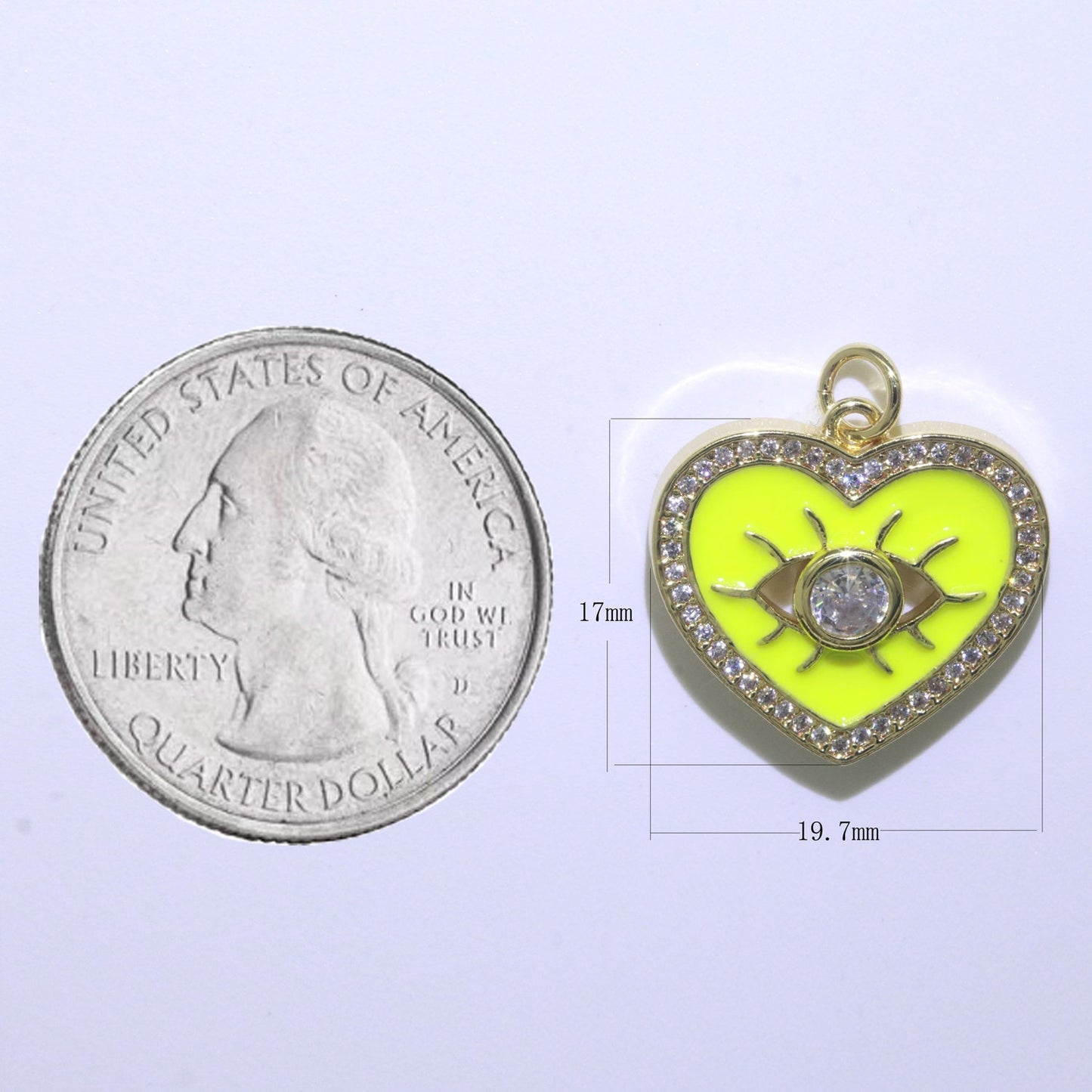 Gold Filled Evil Eye Charm Enamel Eye Heart Pendant Micro Pave Eye Charm Cubic ZIrconia Love Amulet Jewelry Medallion