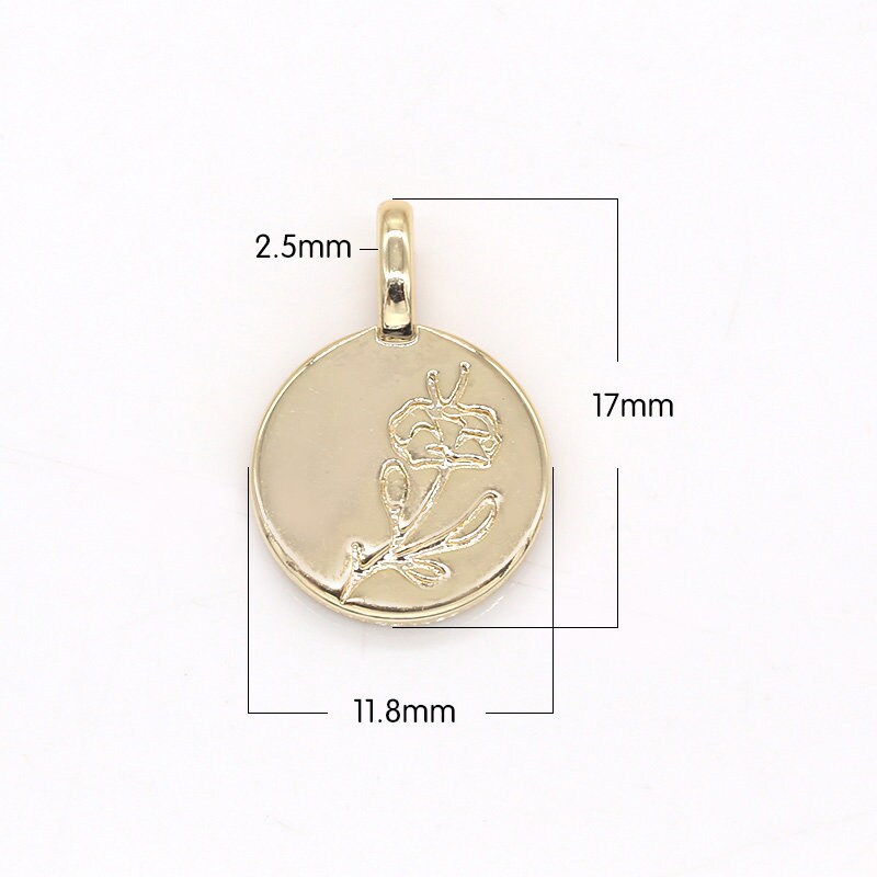 Mini Gold Lily Charm Dainty Stamped flower Pendant for Bracelet Necklace Supply, 284