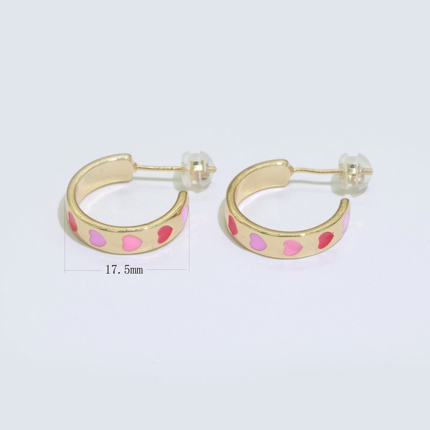 14K Gold Filled Enamel Hoop Earrings, 17.5mm Heart Hoops, Enamel Earrings, Dainty Hoop for Everyday Wear Summer Trend Y2K Jewelry