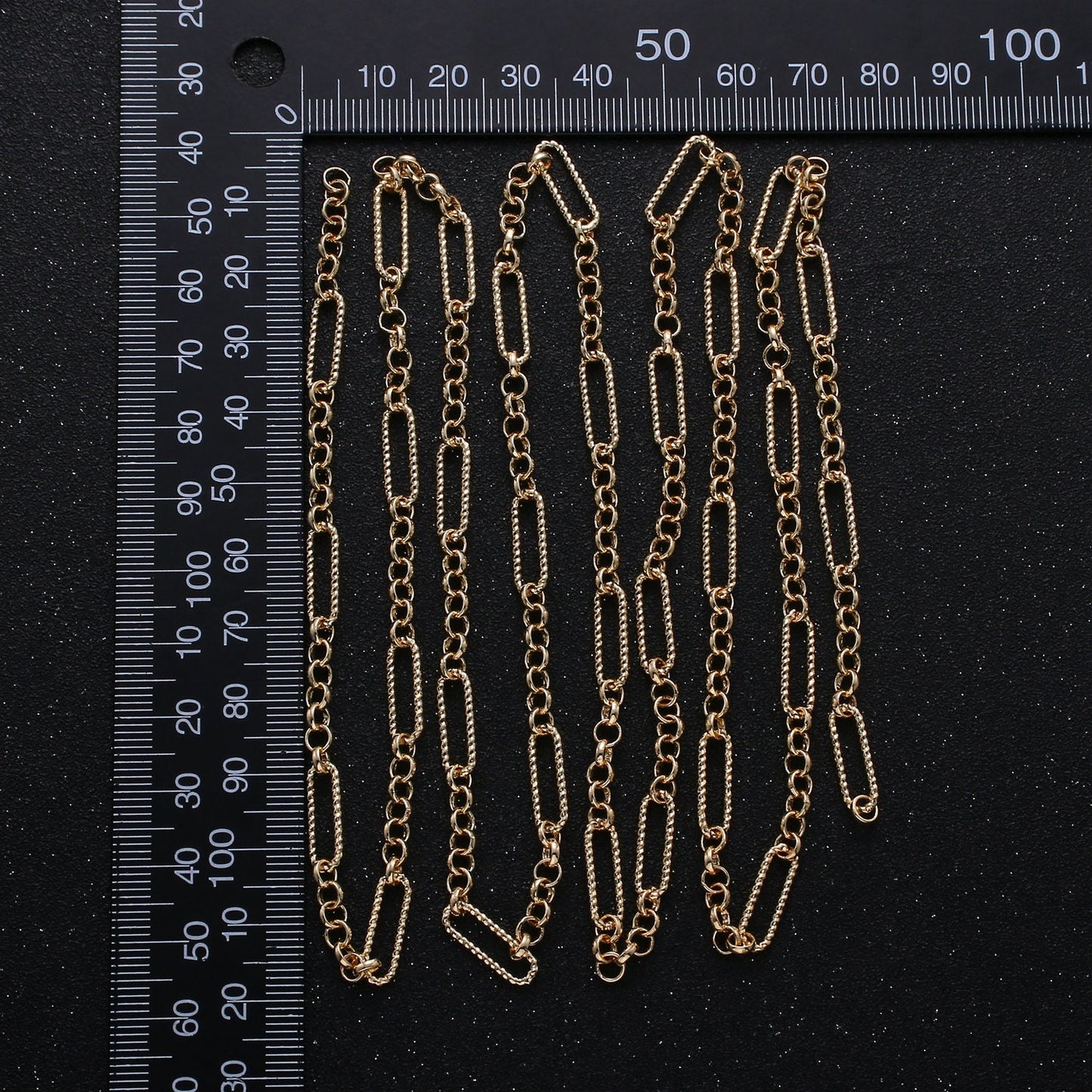 Gold Figure Fancy Twisted Chain by Yard, Gold Elongated RoloChain, Wholesale bulk Roll Chain for Jewelry Making,264