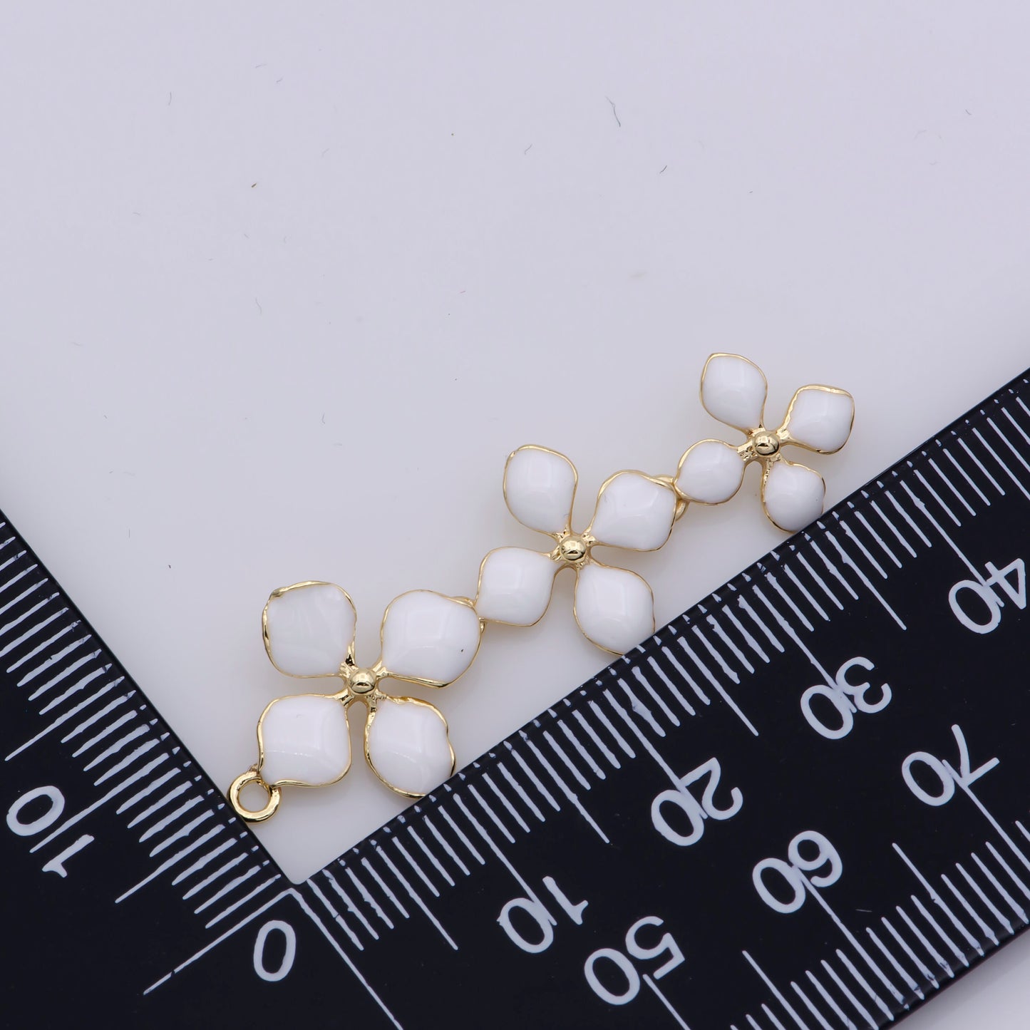 14K Gold Filled Four-Petal Flower Pendant, Enamel Flower Charm, Gold Flower Charm, Earring Necklace Making Findings 40x15mm, F-934-F-936
