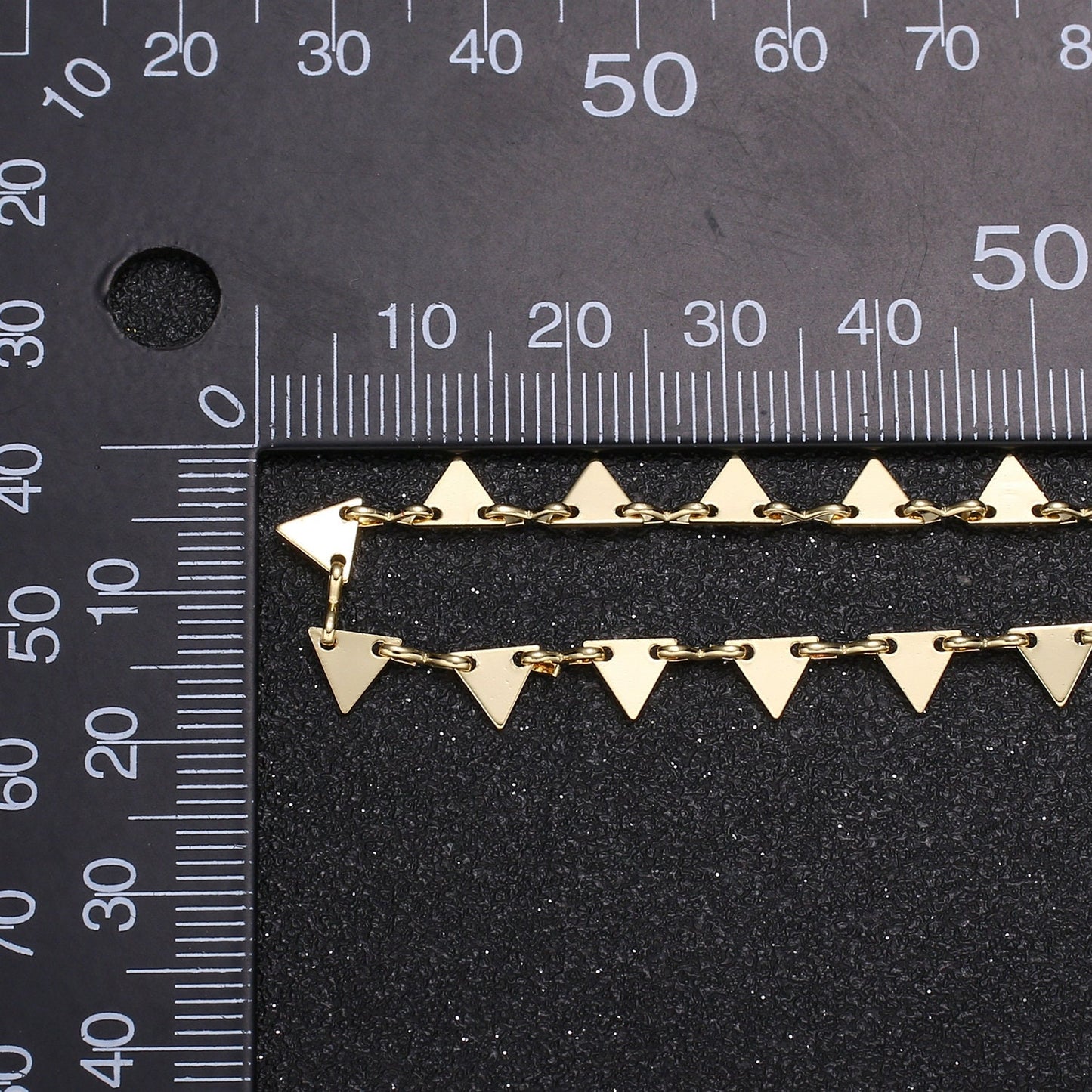 Triangle Flag 14K Gold Chain by Yard, Fancy Disc Charm Chain-, Wholesale bulk Roll Chain for Jewelry Making, Thickness 0.5mm, Roll- 461