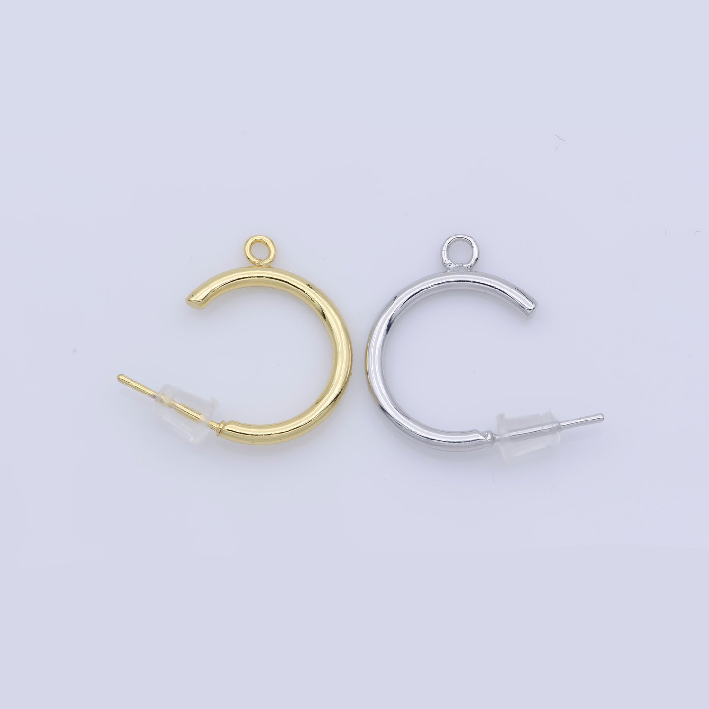 24K Gold Filled Slim Open Hoop Stud Earring Open Link Earring For Wholesale Jewelry Supplies & Earring Finding Charm Earring