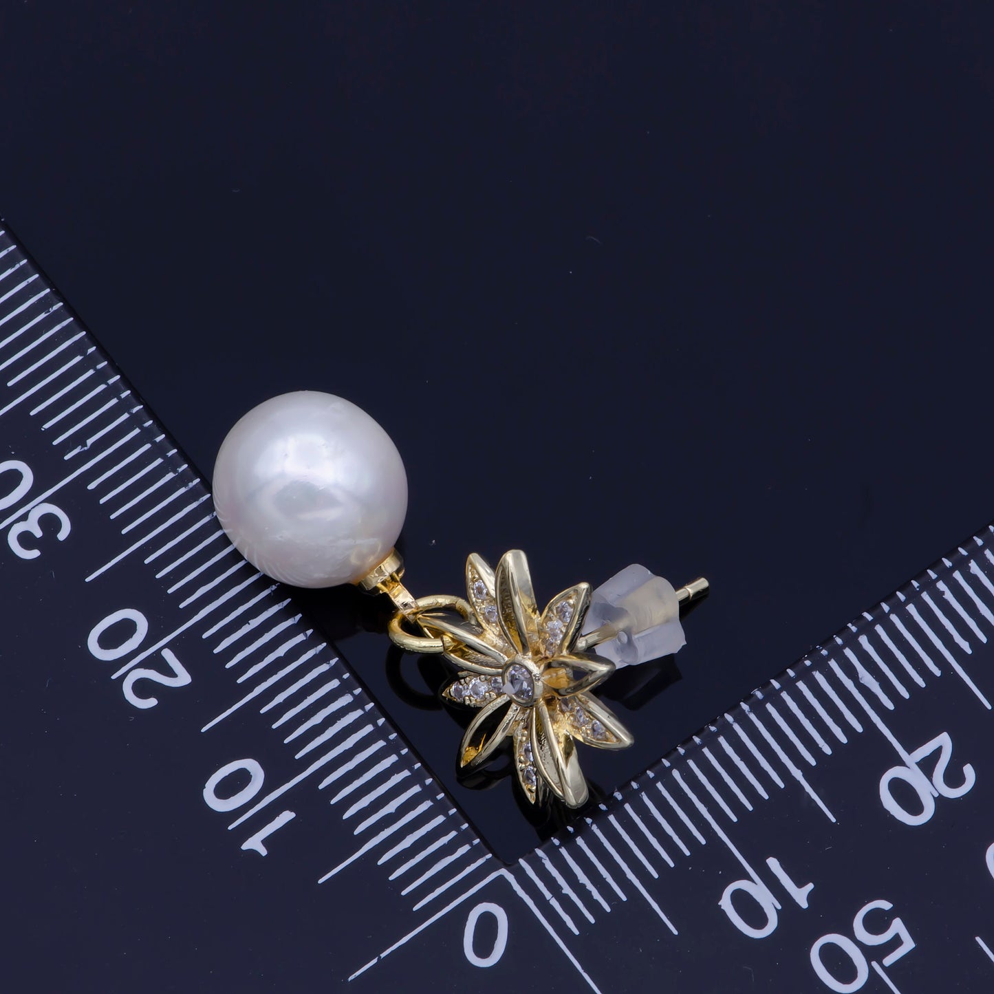 Faux Pearl Stud • Floral Stud Earrings • Pearl Earrings • Pearl Dangle Charm Earring • Bridesmaids Jewelry • Gift for Her •