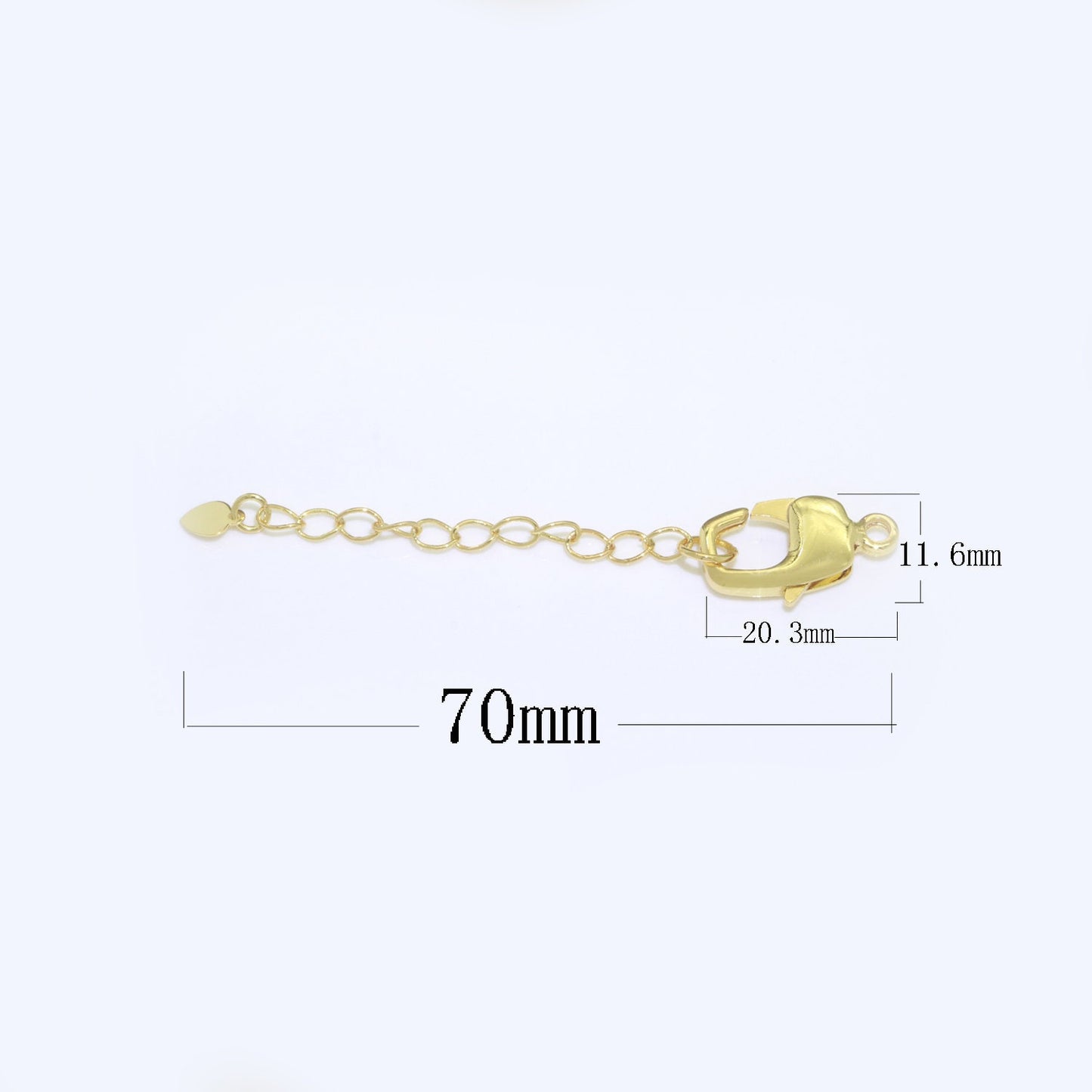 2.7 inch Gold Filled Chain Extender For Necklace Bracelet Supply Component Findings Extenders w/ Heart charm + Lobster Clasp, L-506, L-507