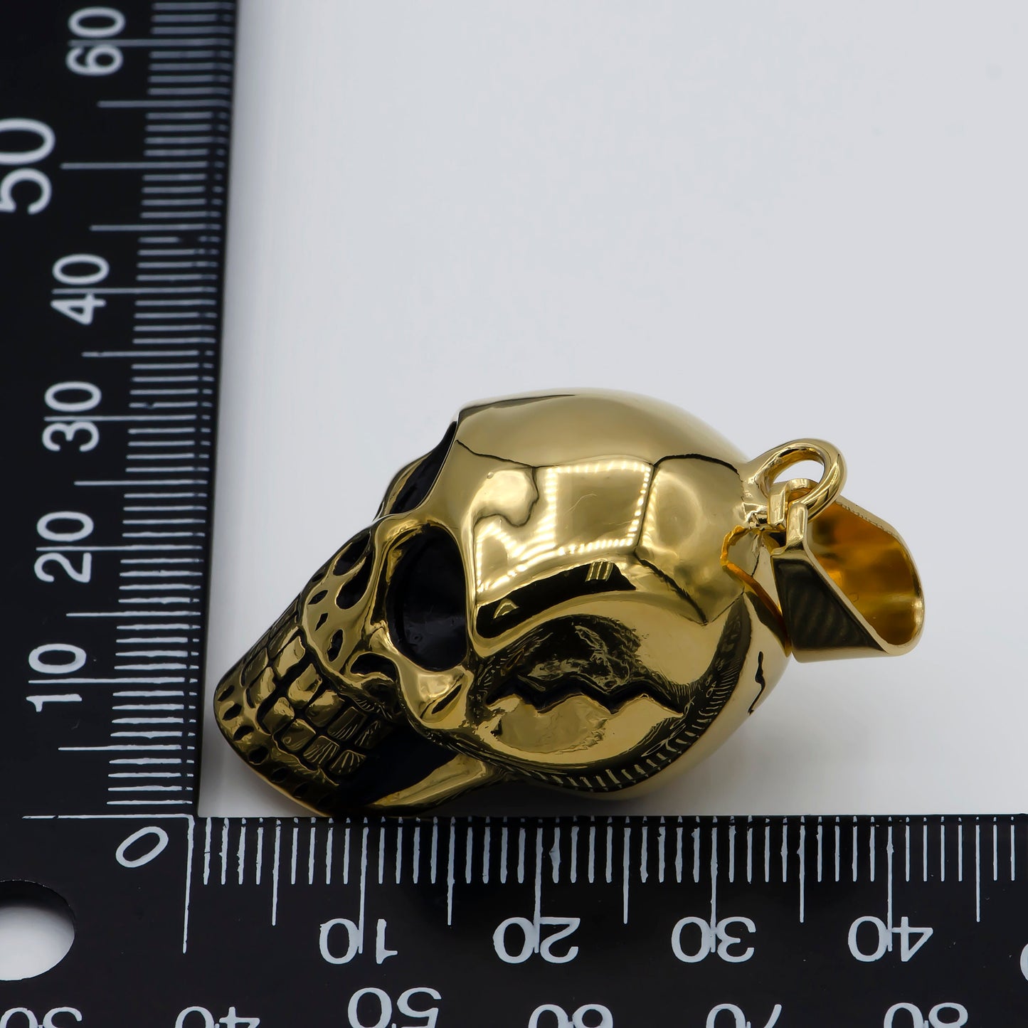 3D Skull Charm, Gold Skull Charm, Head Skeleton Charm, Skull Pendant for Men Jewelry Unisex Statement Necklace Making