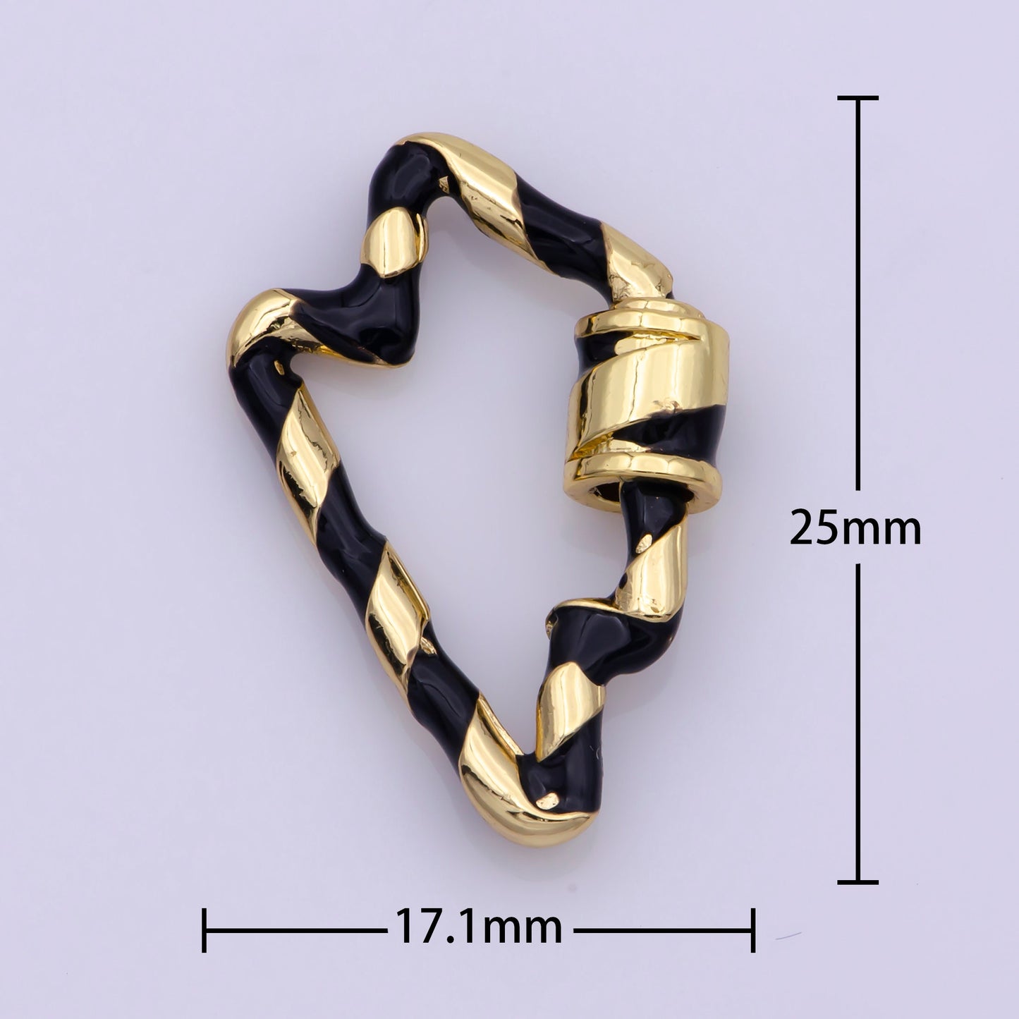 Mini Gold Lightning Screw Clasp Colorful Carabiner Thunder Gold Enamel Clasp for Necklace Bracelet Interlocking Charm Connector Black, Pink