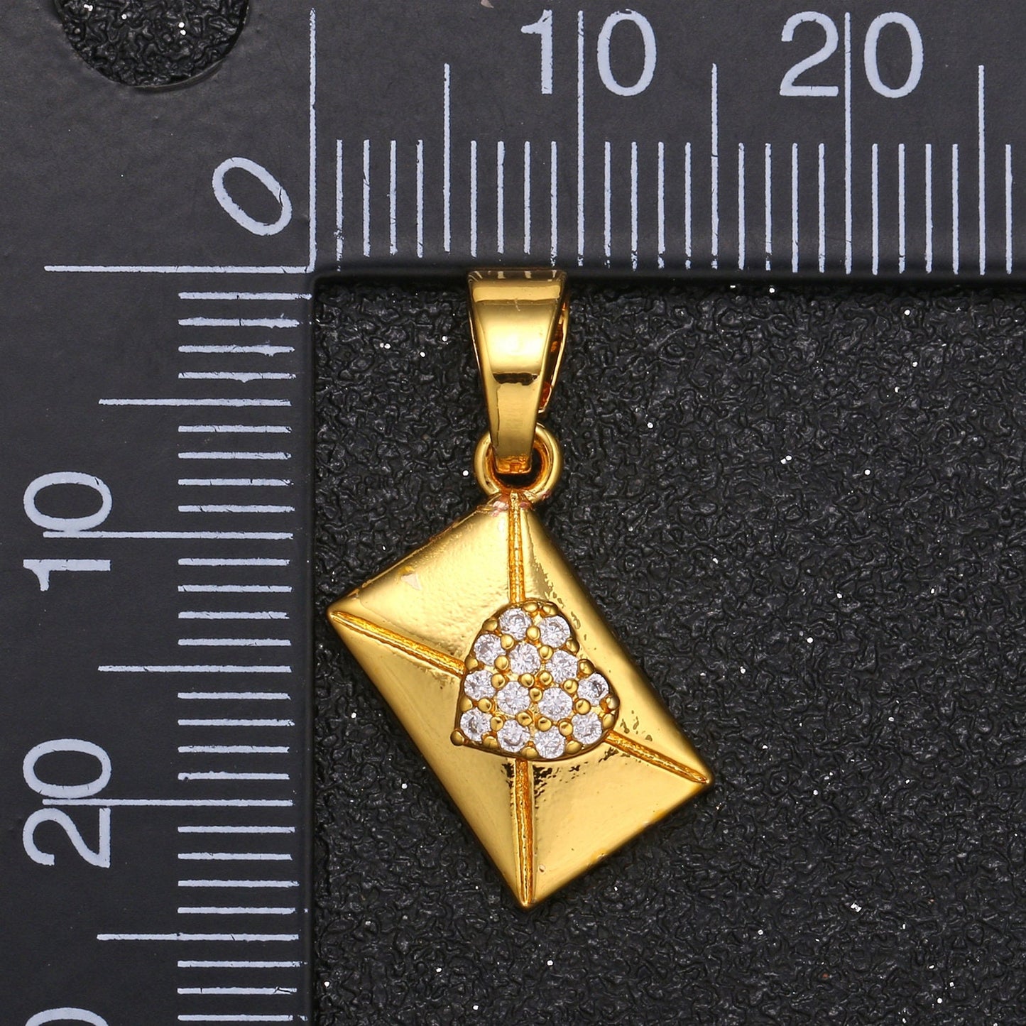 1pcSmall Purse Charm, Love Seal Envelope Cubic Pendant, Gold CZ Wallet Pendant for Necklace Bracelet Supply, -416