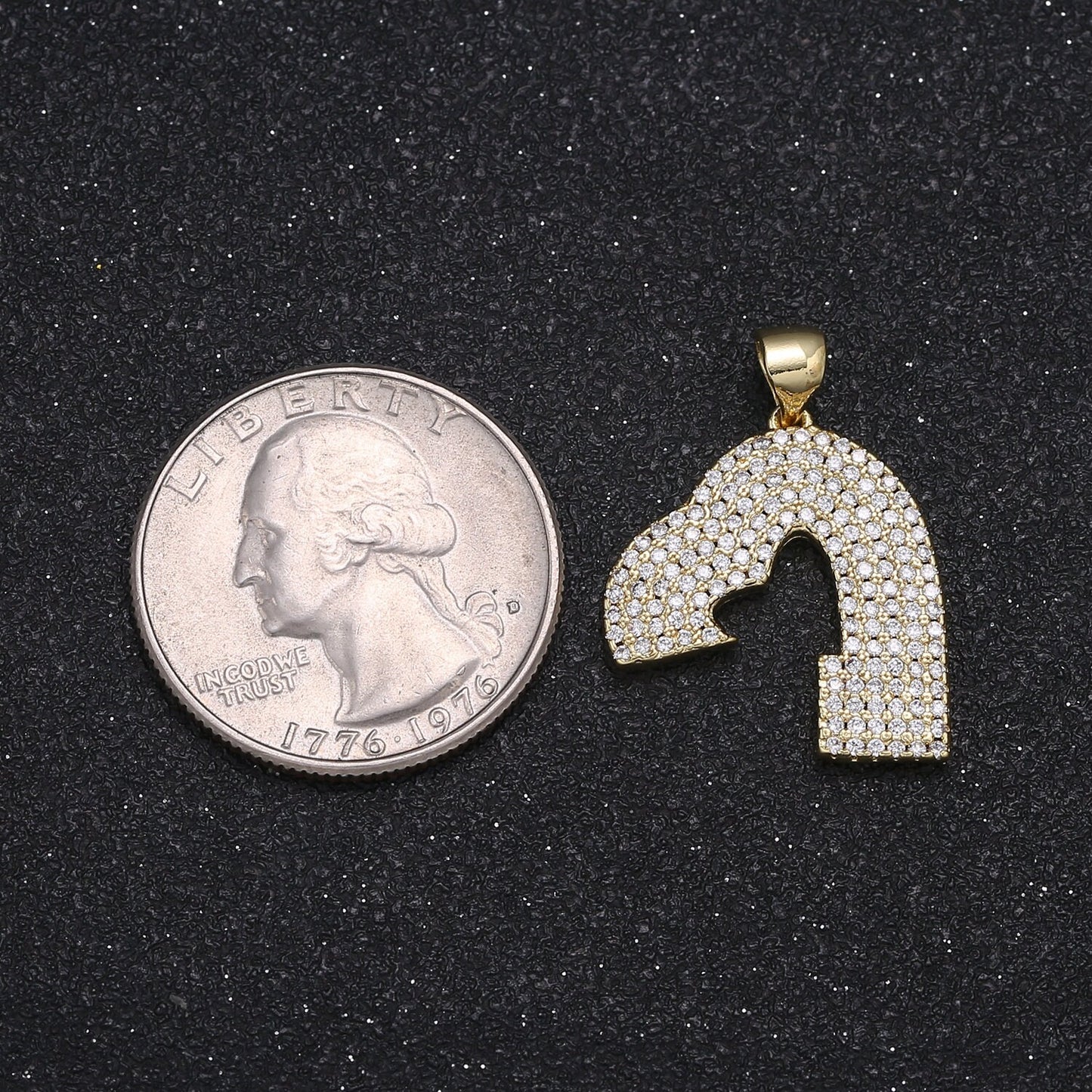 Gold Micro Pave Half Heart Pendant for Necklace Component