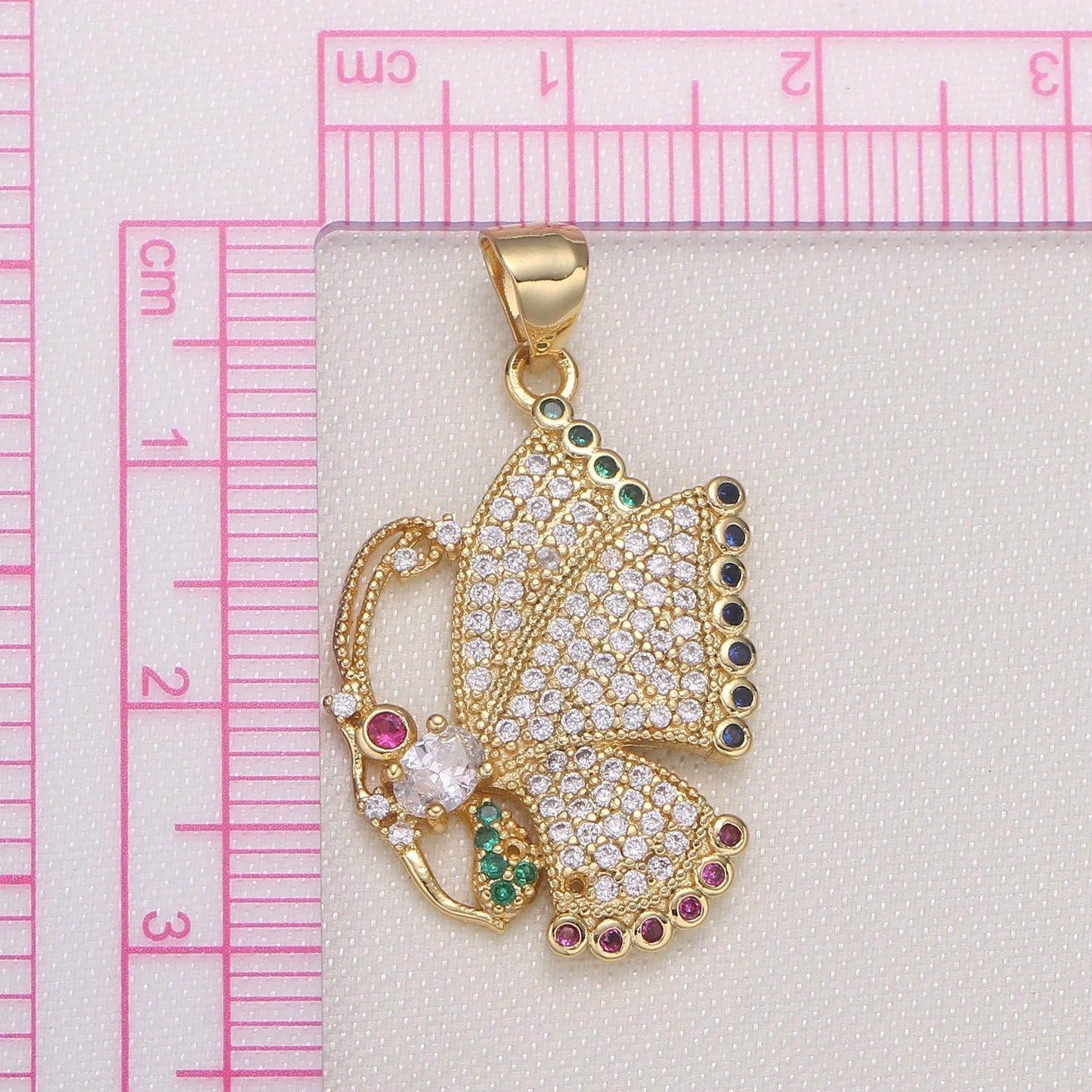 Tiny CZ Heart Charm Butterfly Cubic Love Pendant Pear cut Zirconia Gold Plated for Earring Bracelet Necklace Component -587