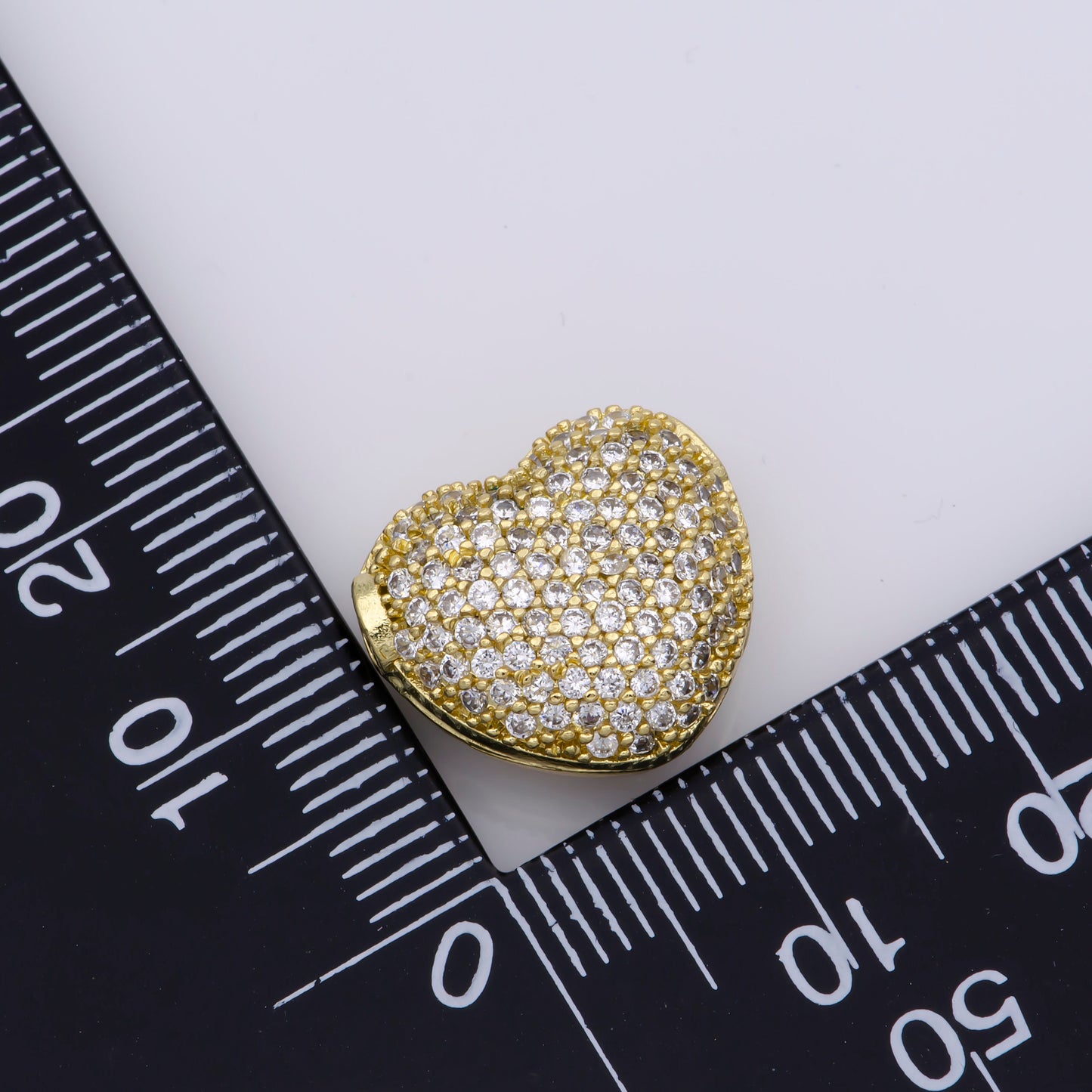1x Heart Gold Filled Bead For Necklace , Hearts Spacer Beads, Gold Micro Pave Bead Charms, Jewelry Supply Silver Necklace Component