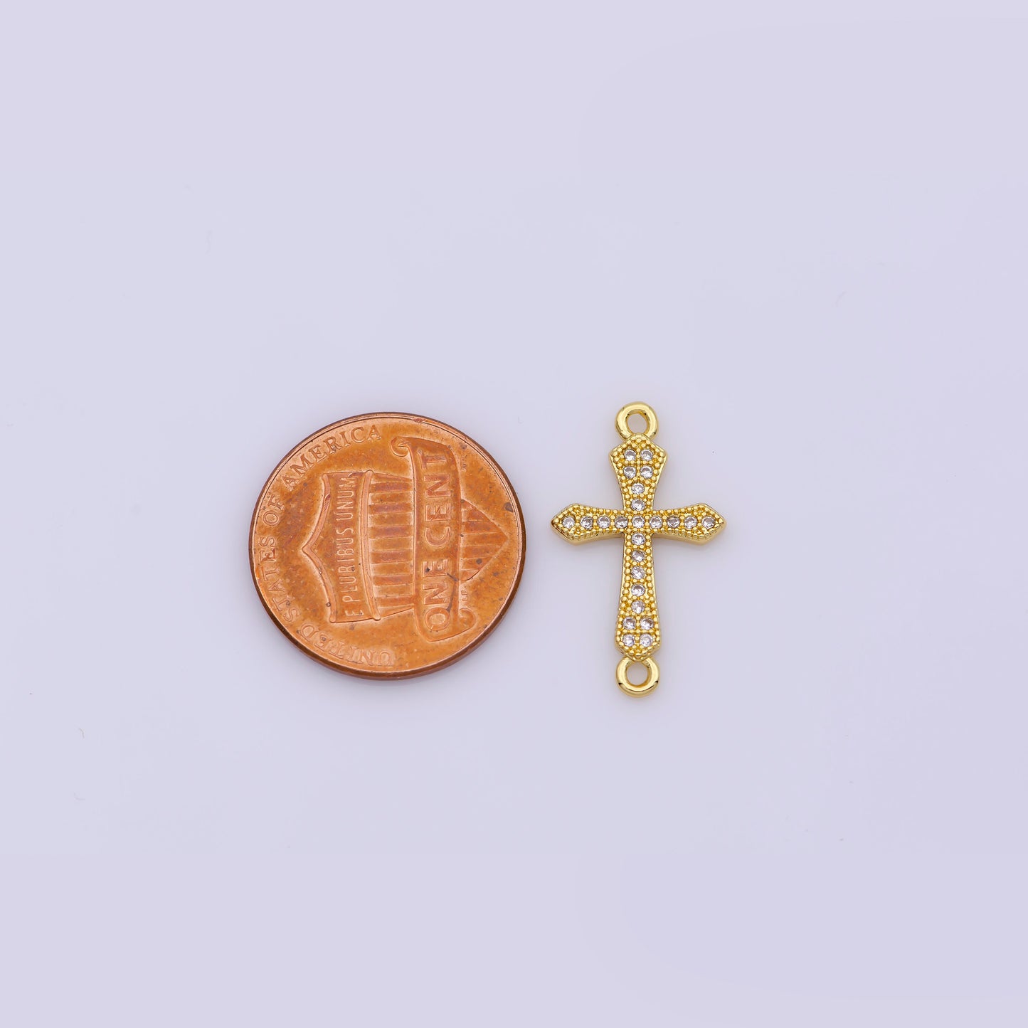 CZ Micro Pave Cross Connector, Cross Link connector for Bracelet, Necklace 24k Gold Filled Charm Connector