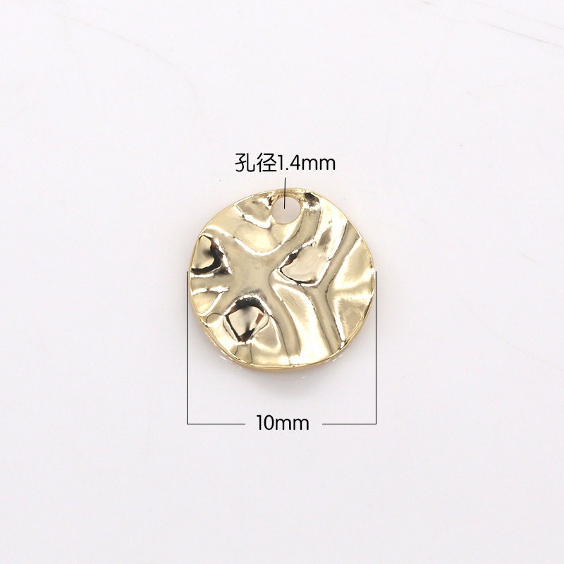12mm Round Hammered Gold Charm Dainty Craft Supplies For Necklace Bracelet Jewelry, Geometric Charm Jewelry Making Supply DIY, 314
