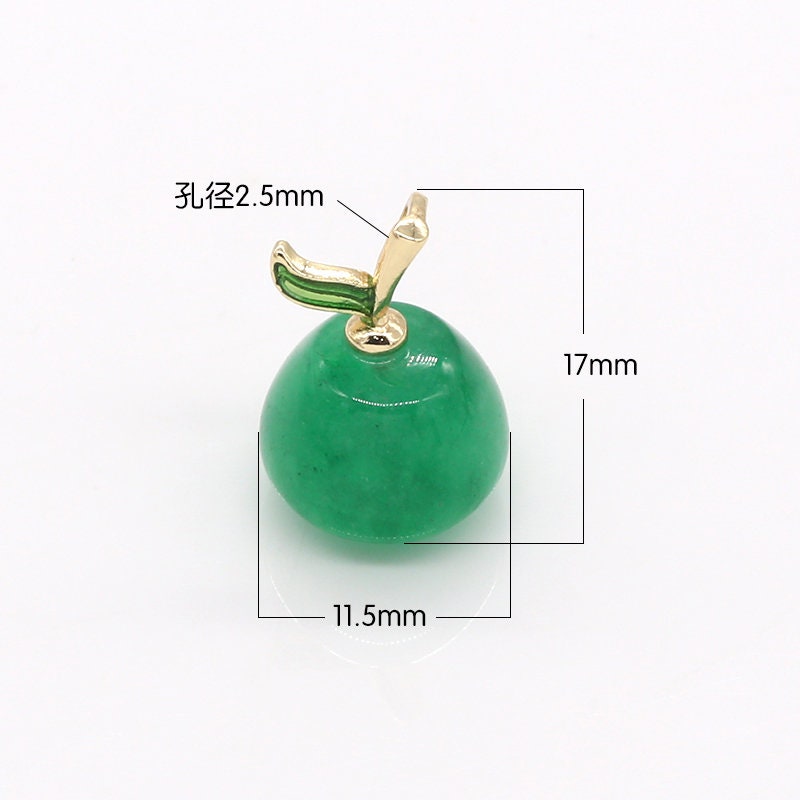 1pc Green Agate Stone Charm, Natural Stone Fruit Pendant Charm, Dainty Charm,Pear Tomato Pendant, Gold Color, 480