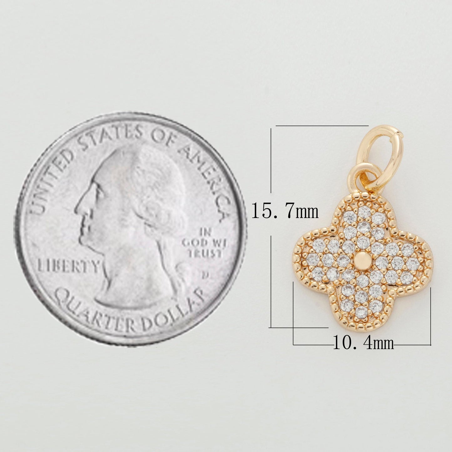 Dainty Clover Pendant Lucky Jewelry Component Add on Charm Micro Pave Shamrock Charm for Necklace Earring Bracelet Supply