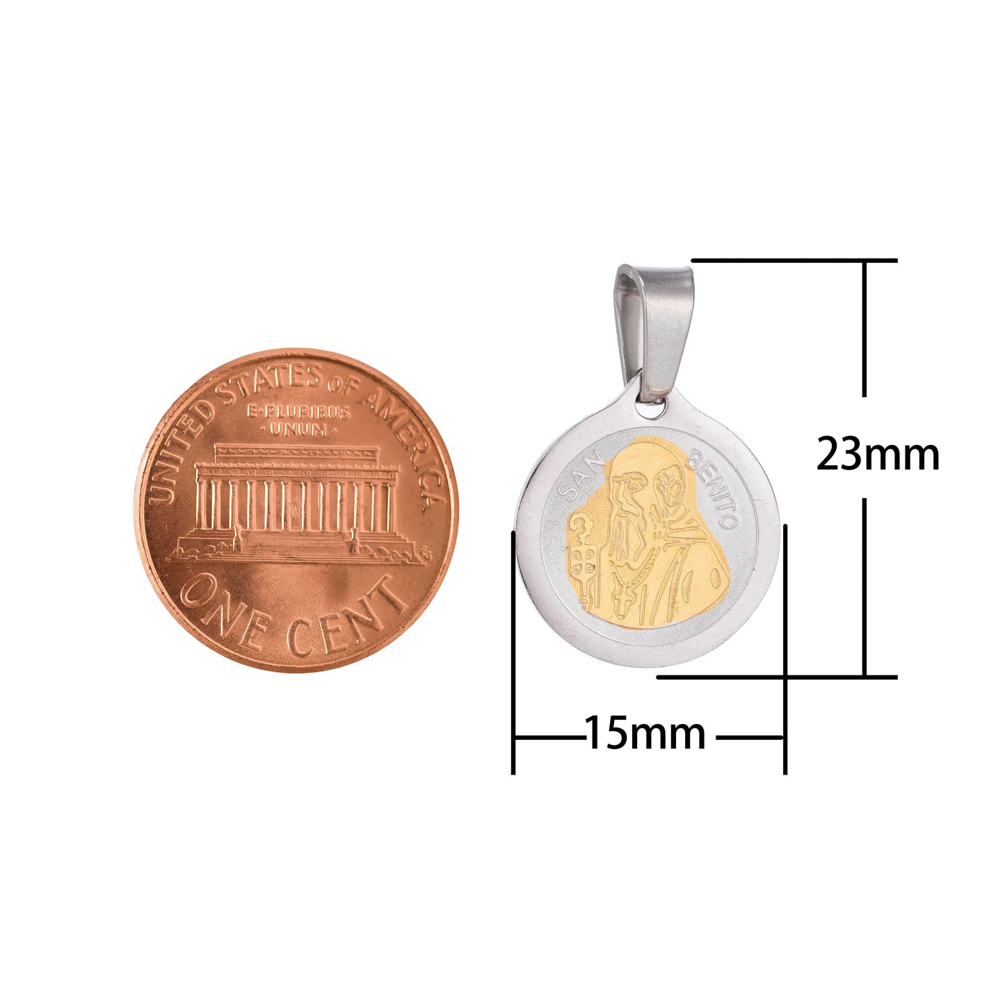 Double Sided Saint Benedict Catholic Religious Medallions Charms San Benito Size 15x23mm Silver Gold Religious Charms For Jewelry Making