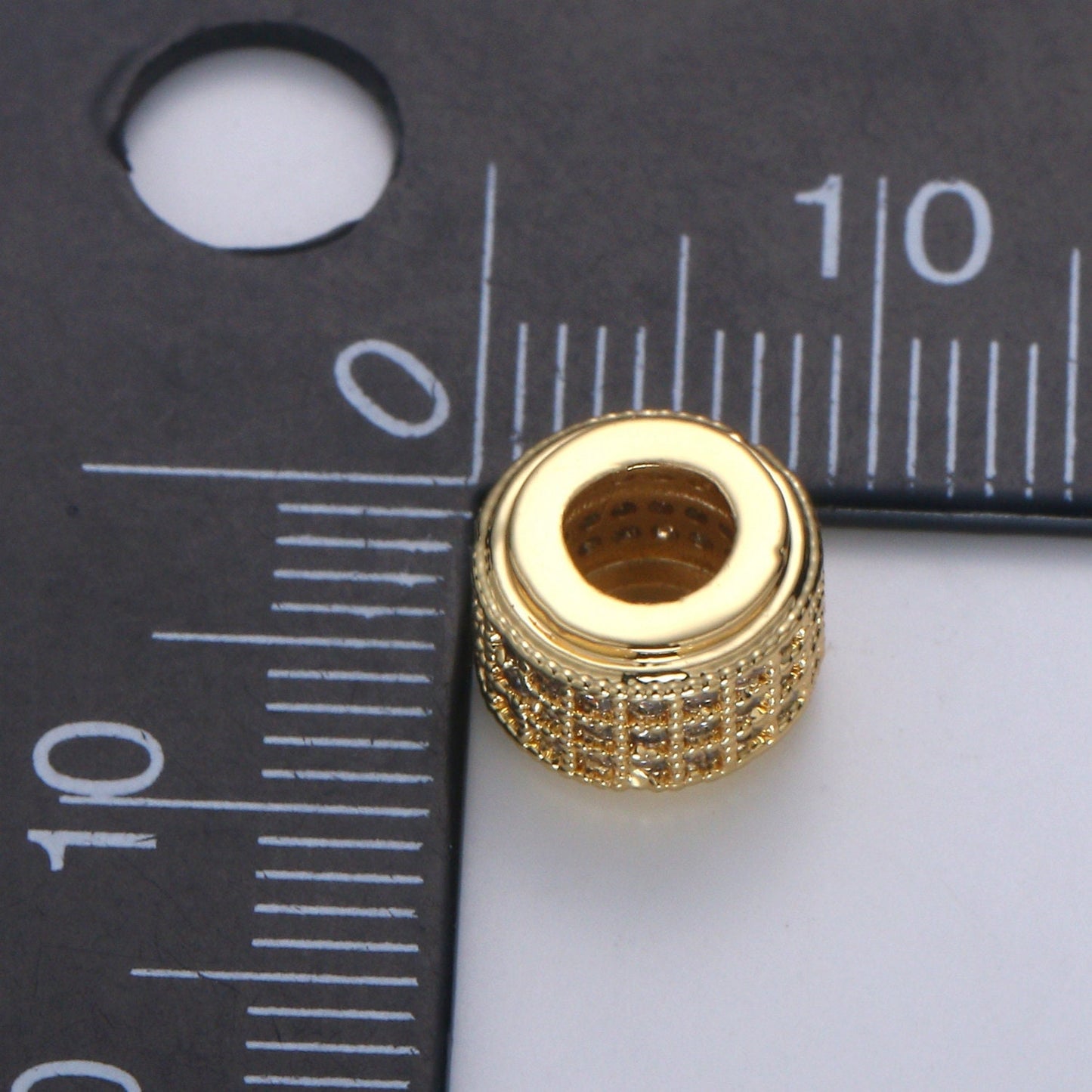 1pc Rondelle Spacer Beads 14K Gold Filled Tyre Shape Beads Cubic Zirconia CZ Micro Pave for Jewelry Making Bracelets Necklaces B-674