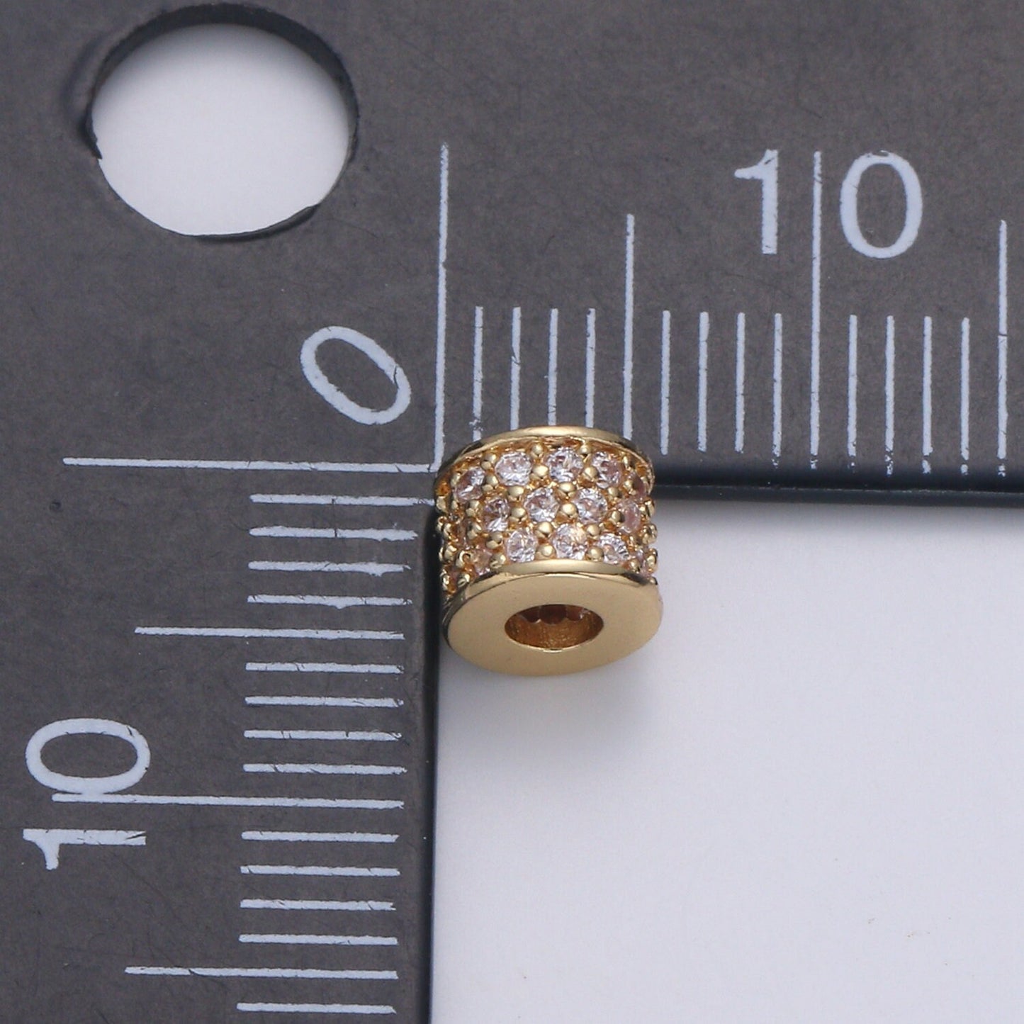 1pc Rondelle Spacer Beads 14K Gold Filled Cylinder Shape Beads Cubic Zirconia CZ Micro Pave for Jewelry Making Bracelets Necklaces B-678