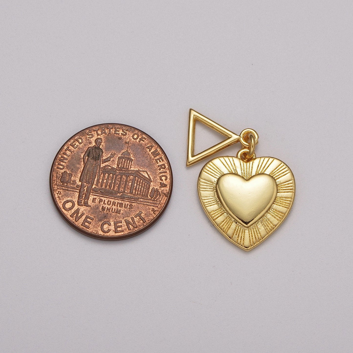 Gold Puffy Heart Charm, Gold Love Heart Charms For Bracelet Necklace Earing Triangle Bail Jewelry Making Supplies M-889